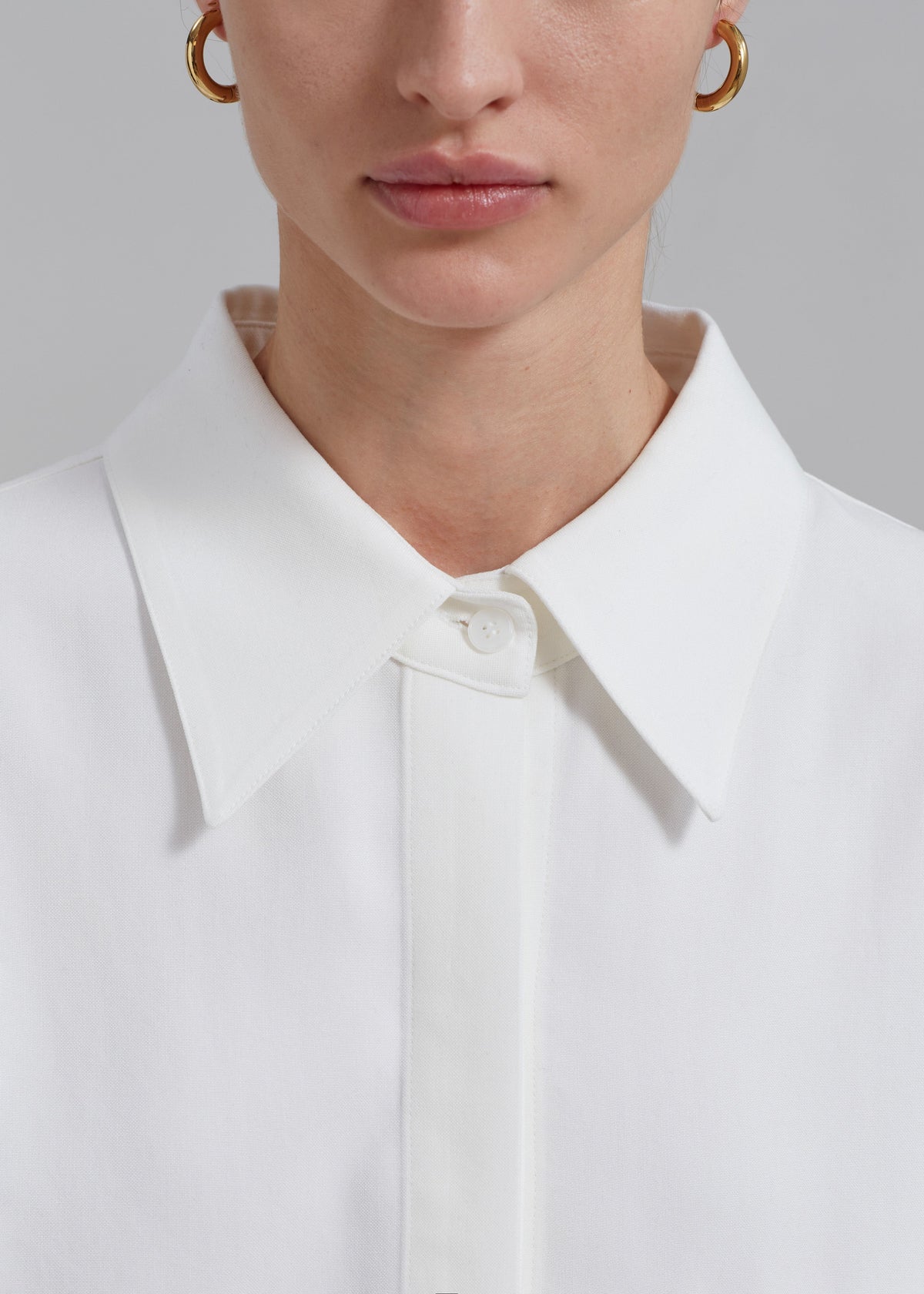 Della Midweight Button Up Shirt - White - 4