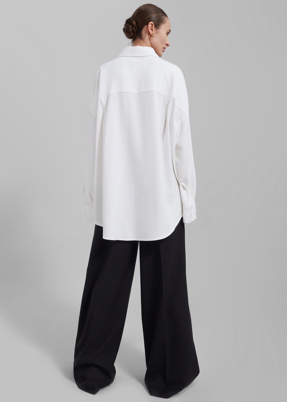 Della Midweight Button Up Shirt - White - 5