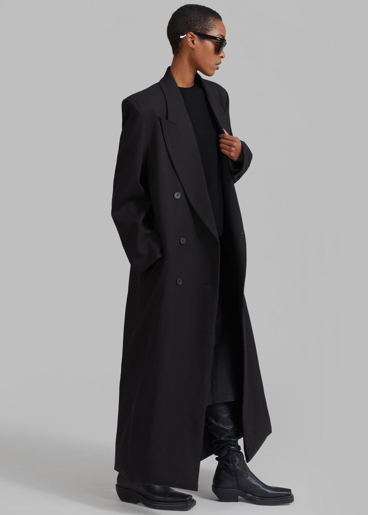 Delphina Long Coat - Black - 3