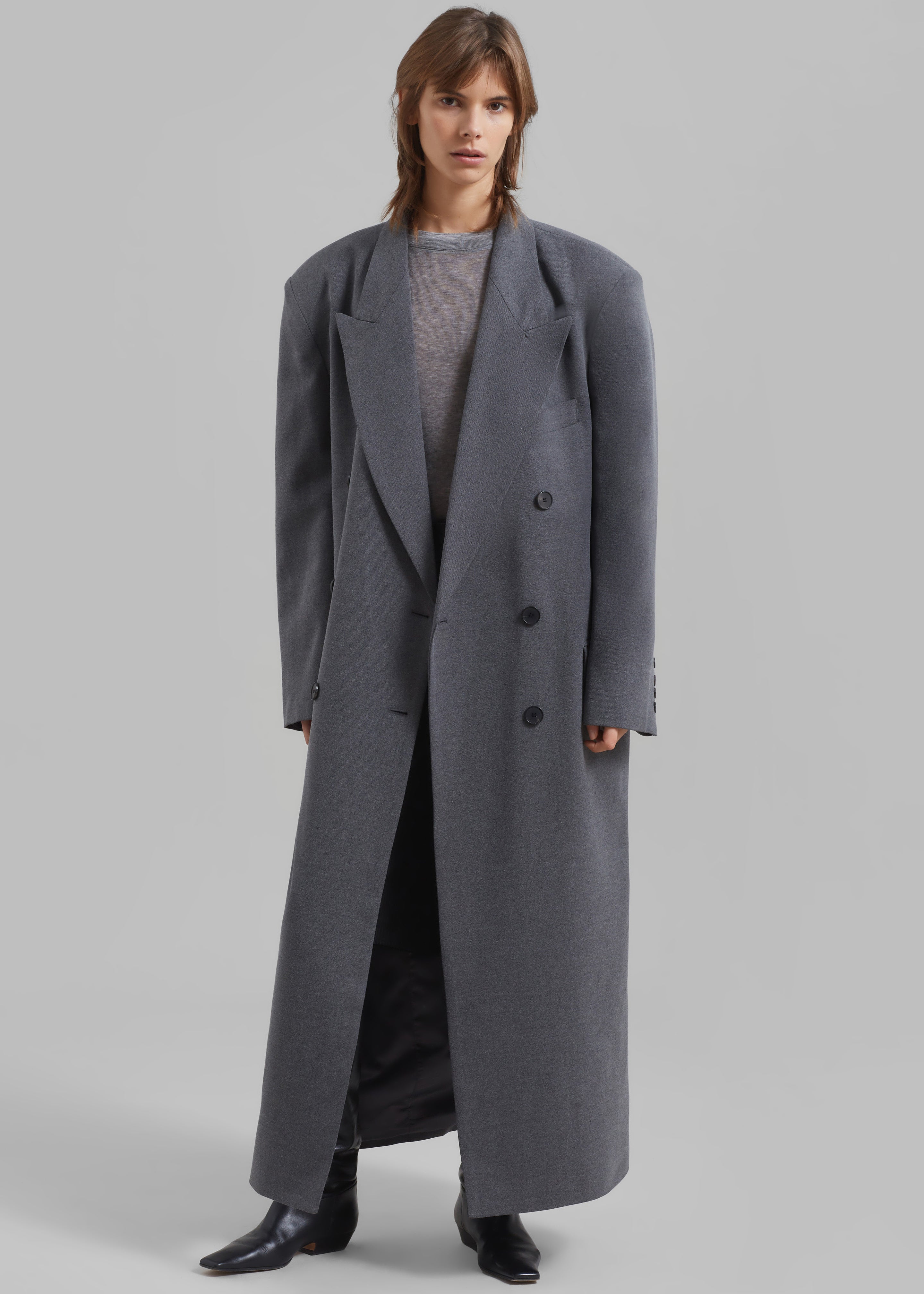 Delphina Long Coat - Grey - 1