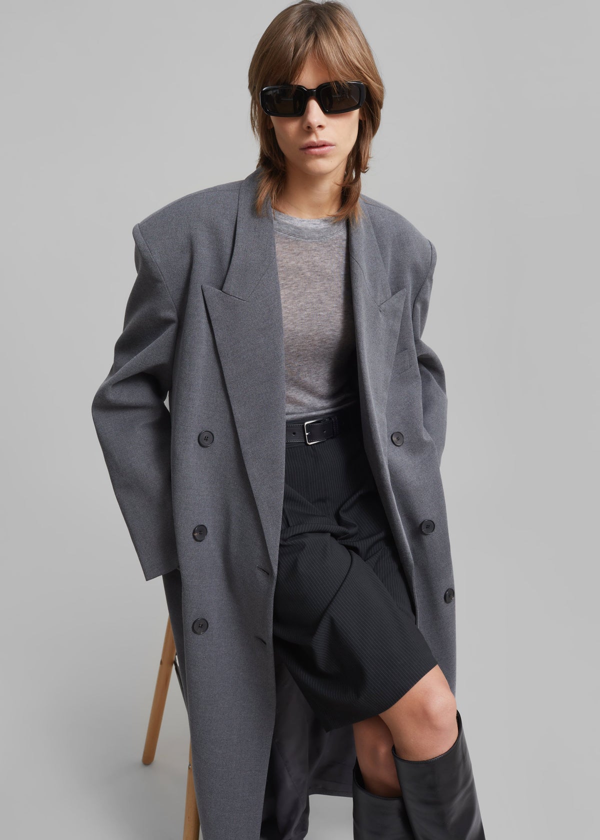 Delphina Long Coat - Grey - 5