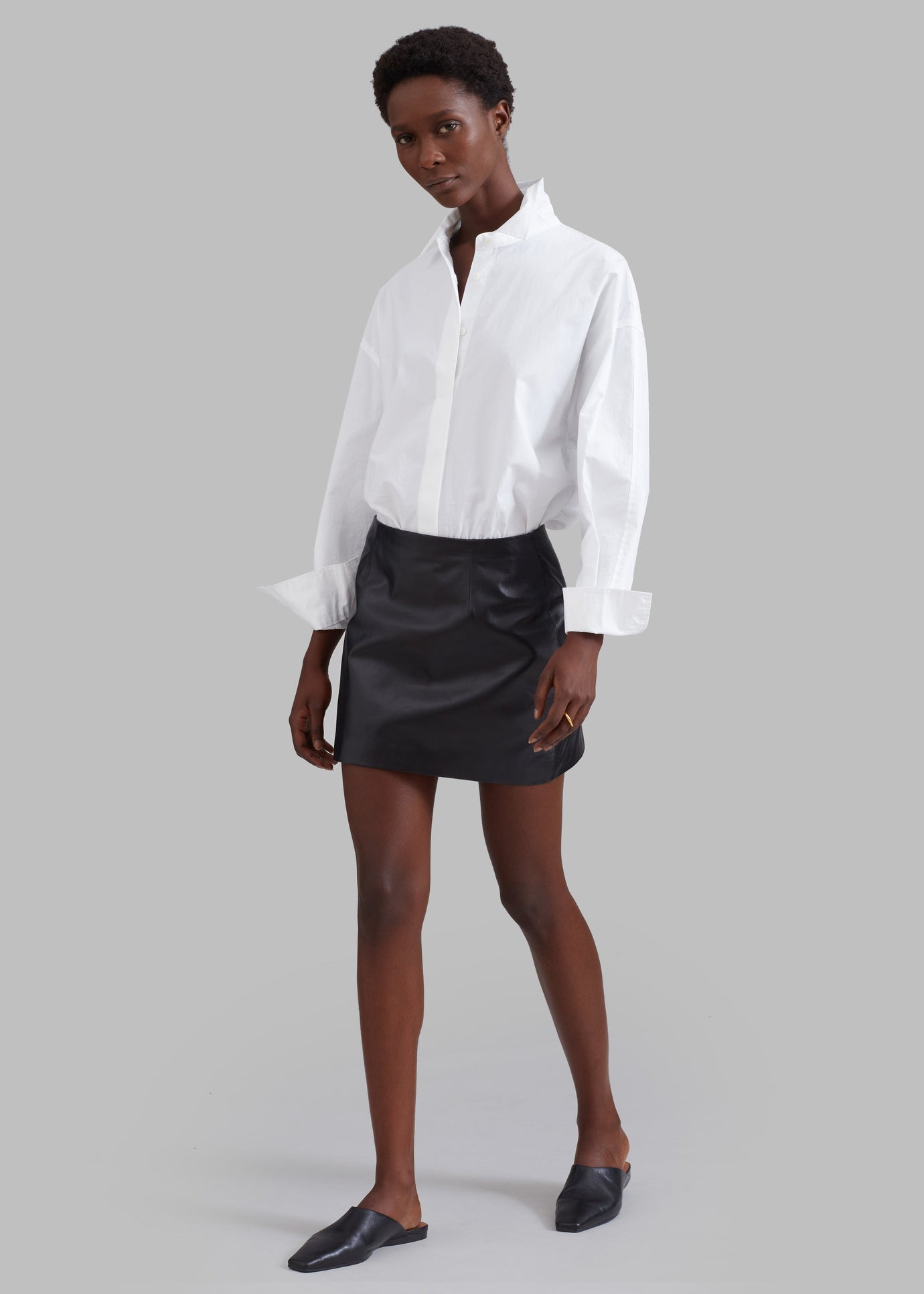 Derby Leather Mini Skirt - Black