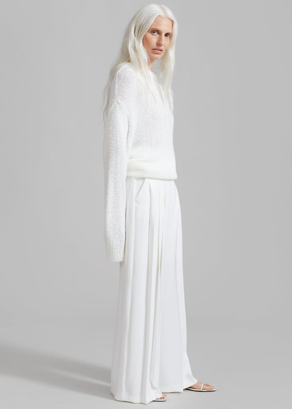 Dillon Pleated Pants - White - 1
