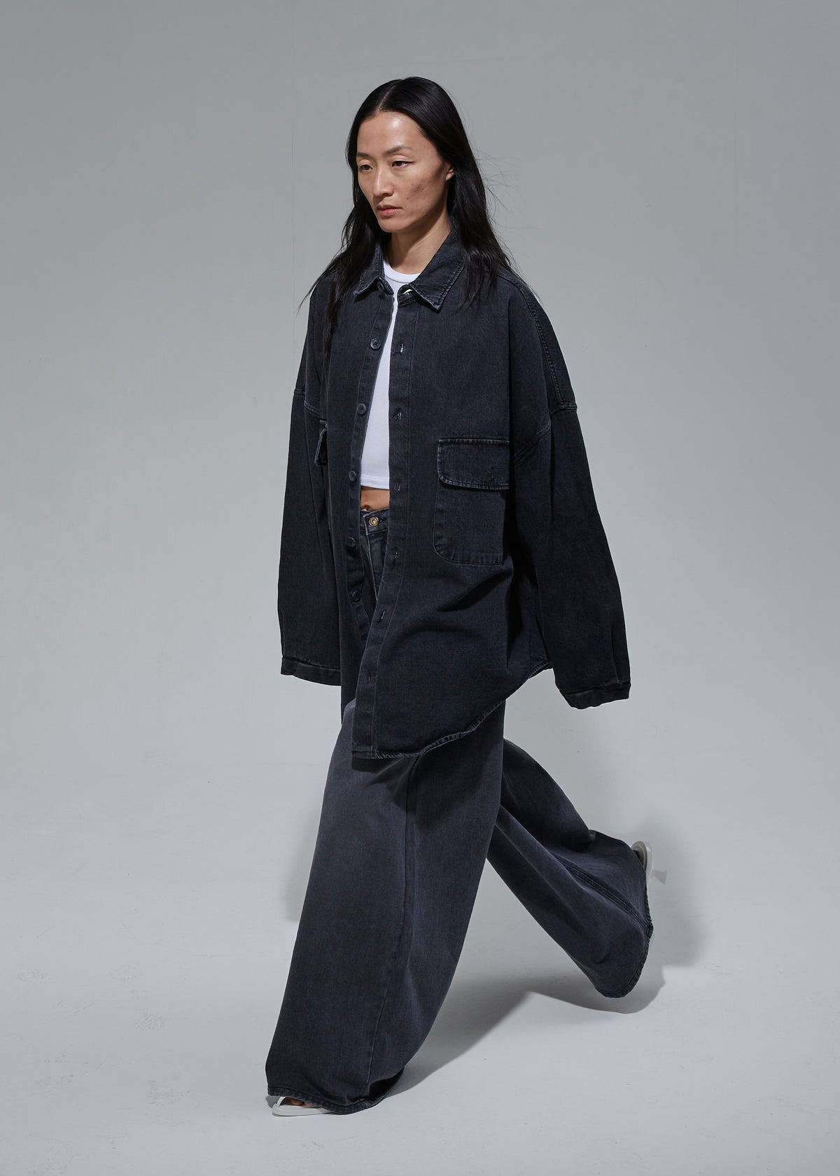 Sasha Wide Leg Jeans - Dark Grey - 10