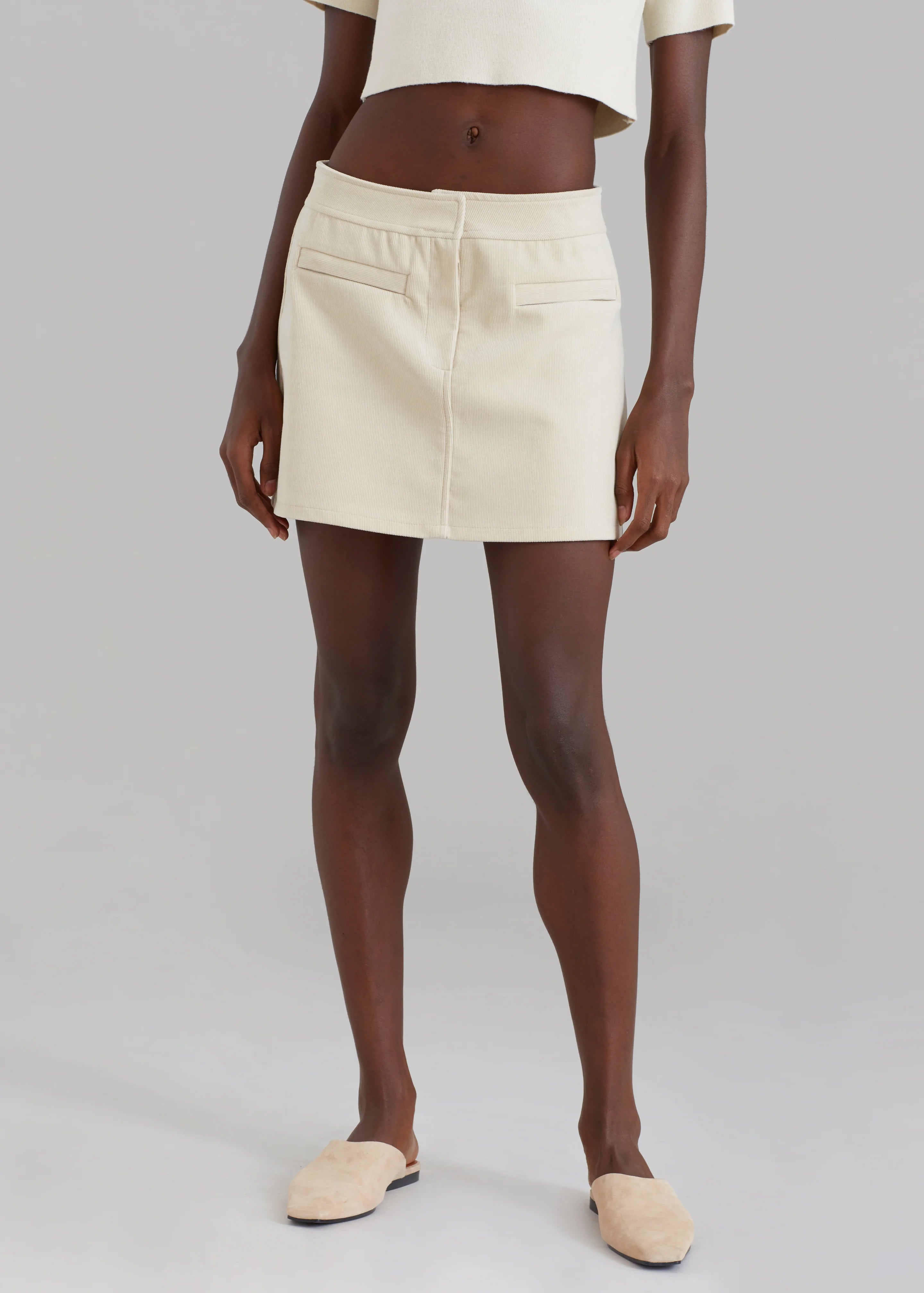 Dany Corduroy Mini Skirt - Cream - 2