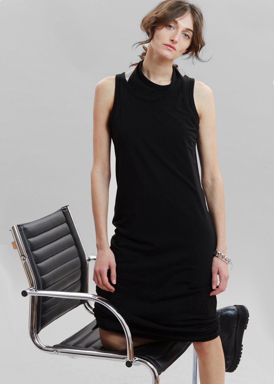 Kit Asymmetric Layer Tank Dress - Black - 4
