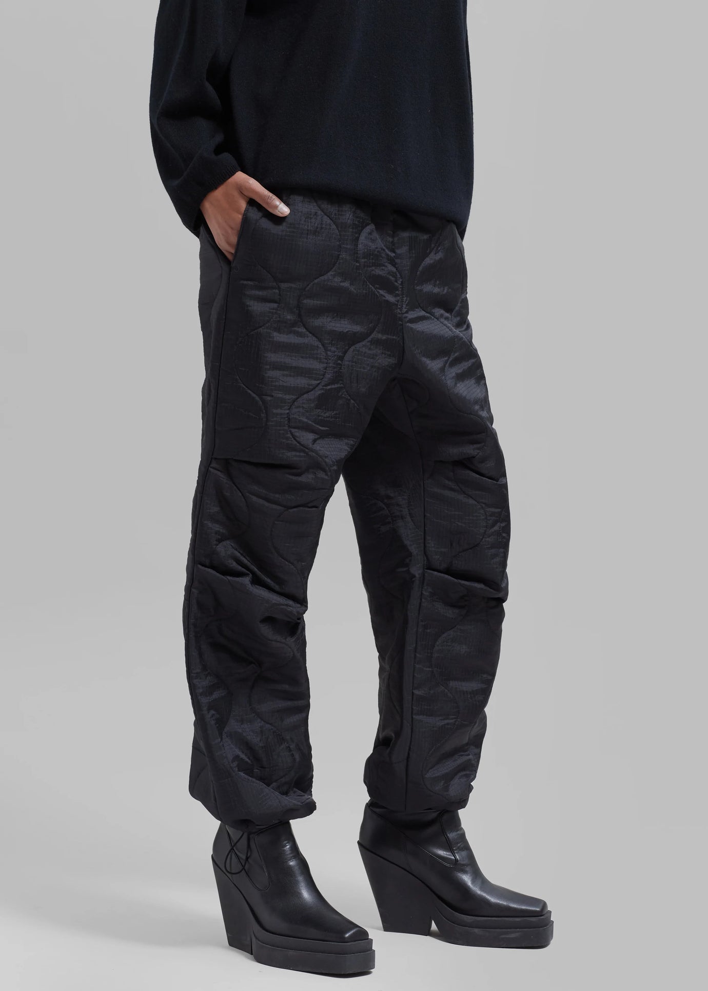 Dustine Quilted Joggers - Black - 1