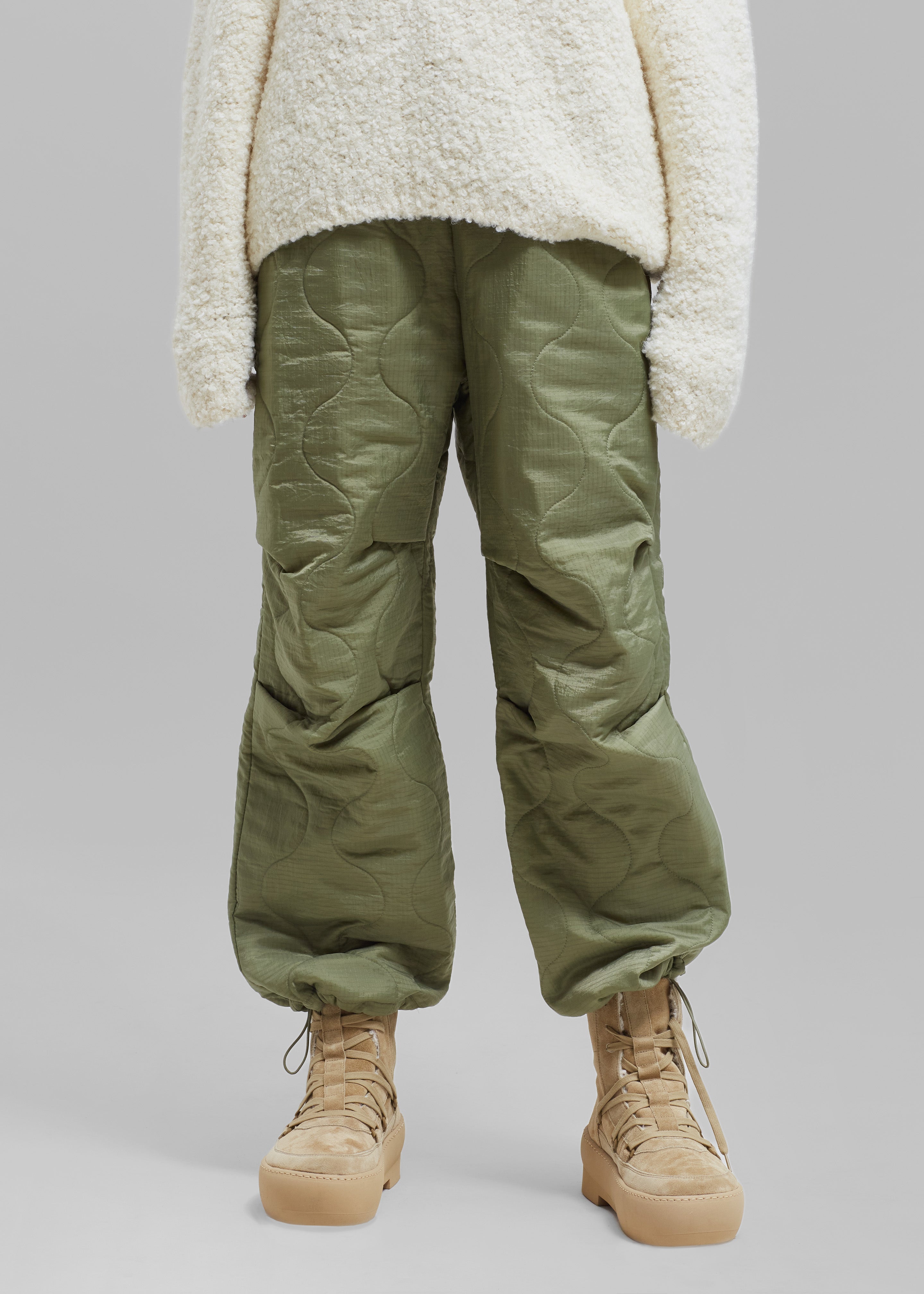 Dustine Quilted Joggers - Olive - 5