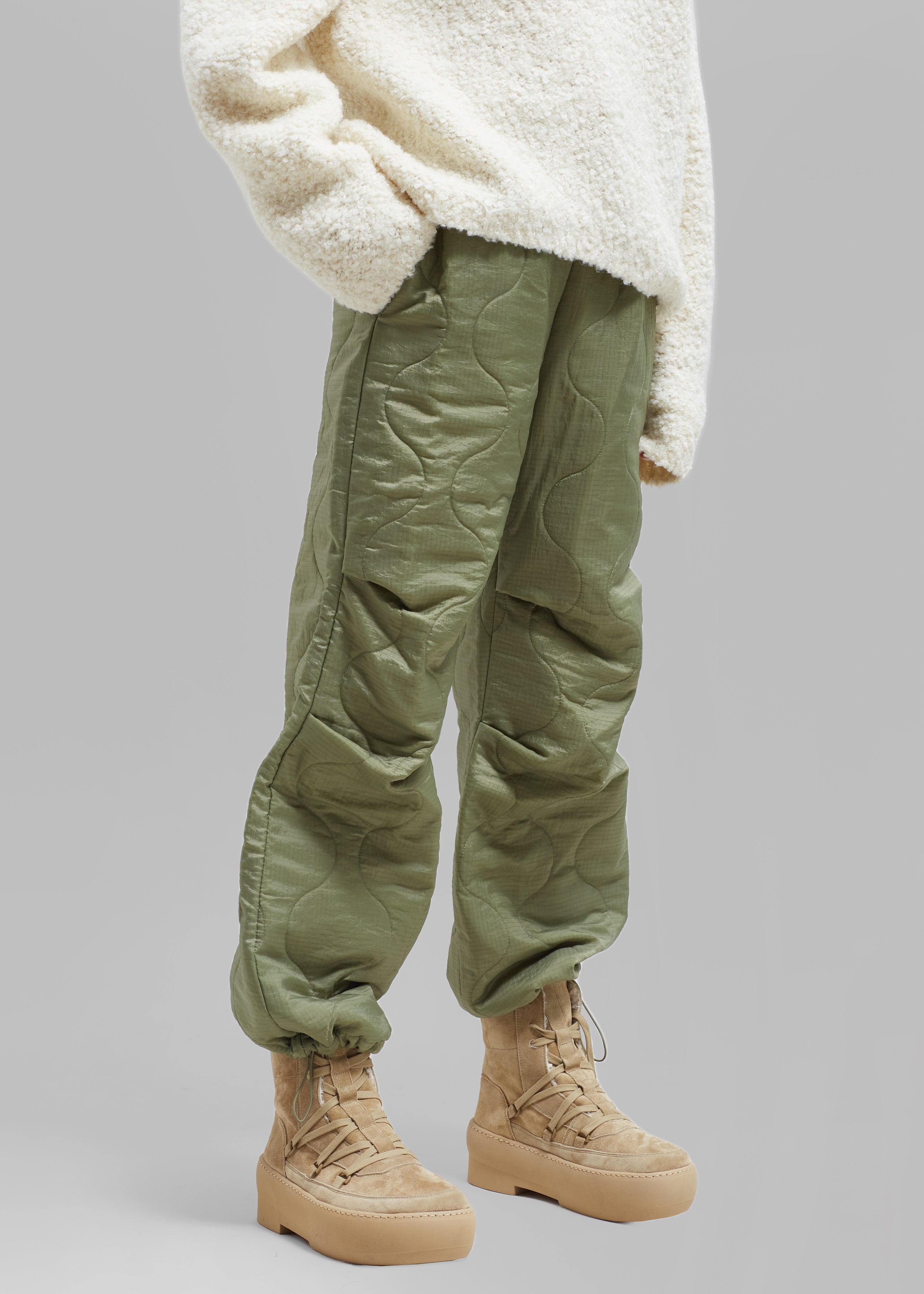 Dustine Quilted Joggers - Olive - 2