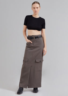 Eden Long Cargo Skirt - Grey