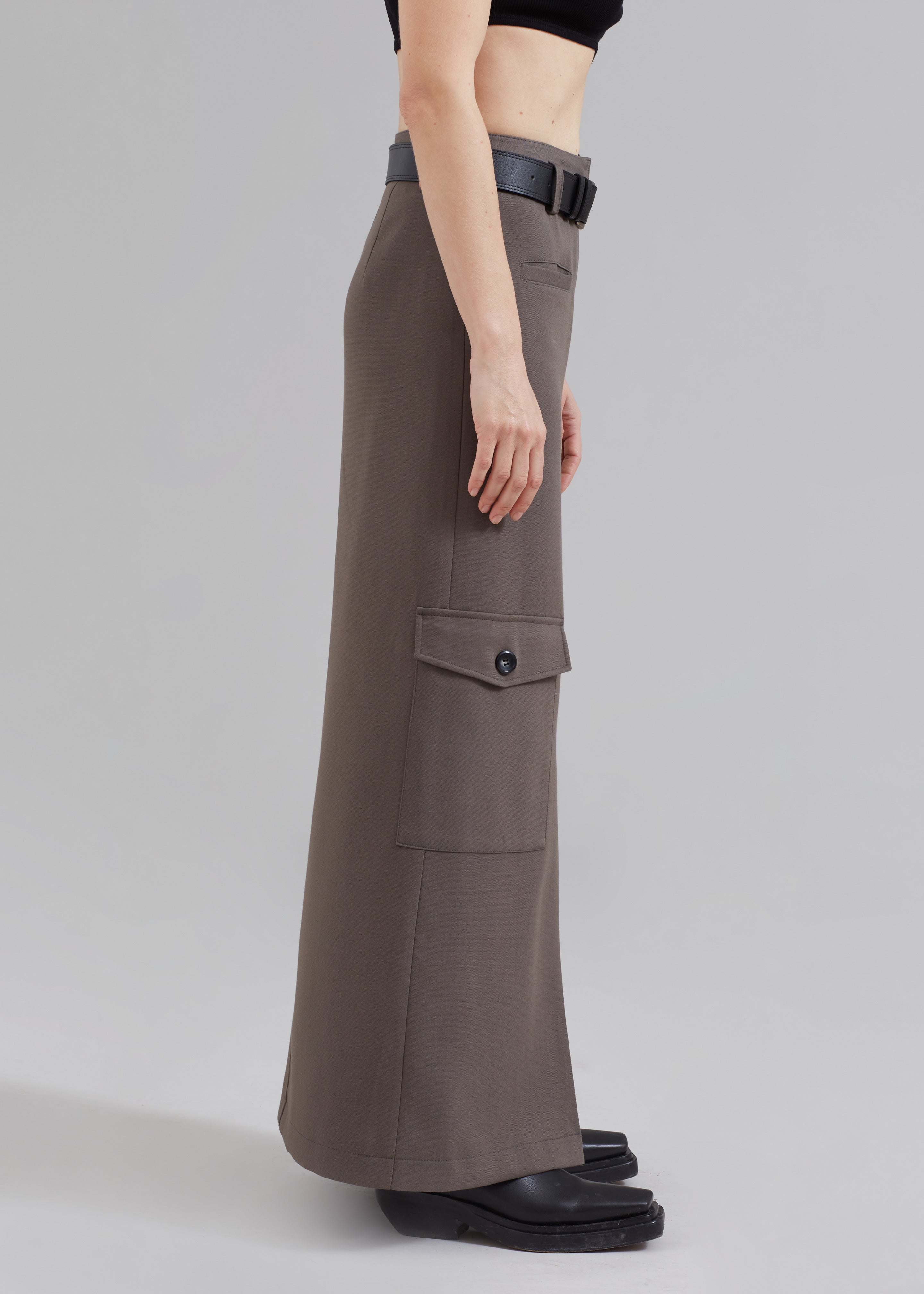 Eden Long Cargo Skirt - Grey
