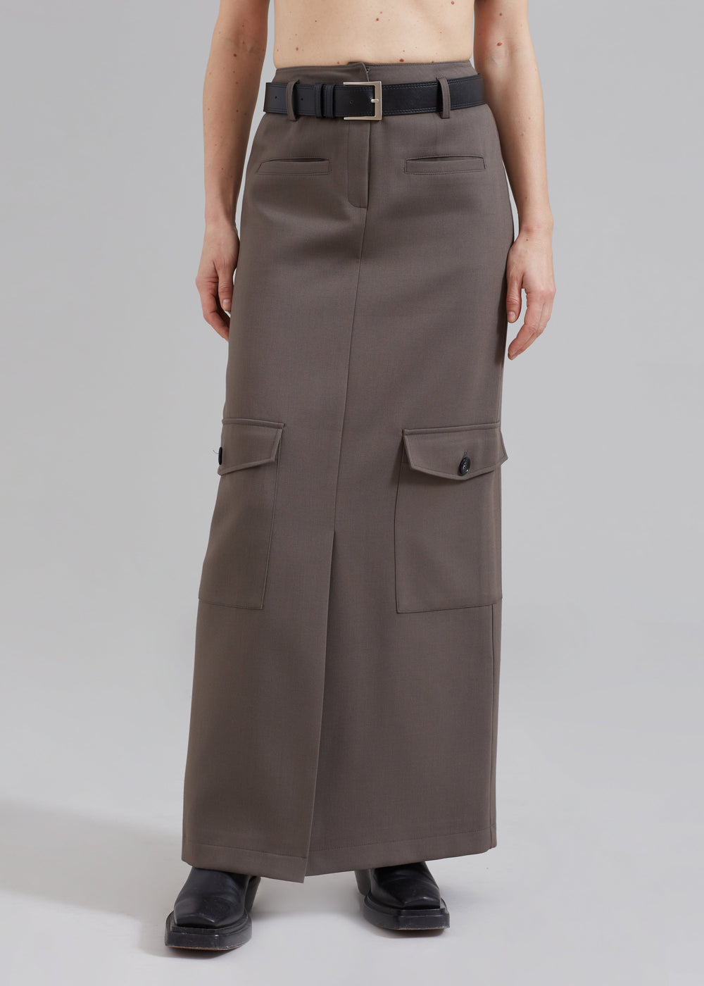 Eden Long Cargo Skirt - Grey - 1