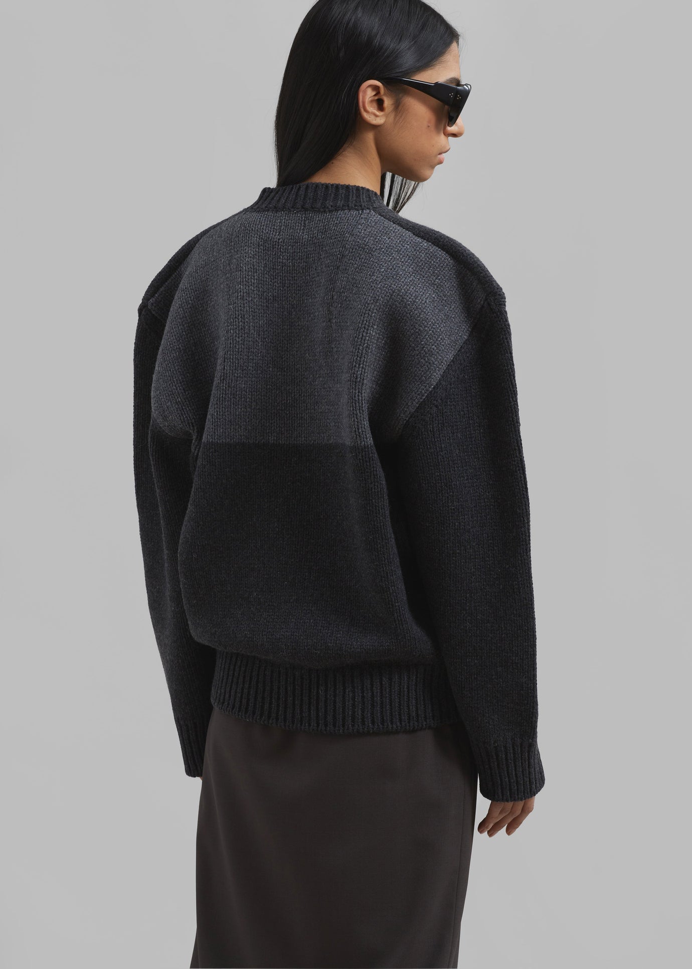 Edina Two Tone Wool Sweater - Charcoal - 1
