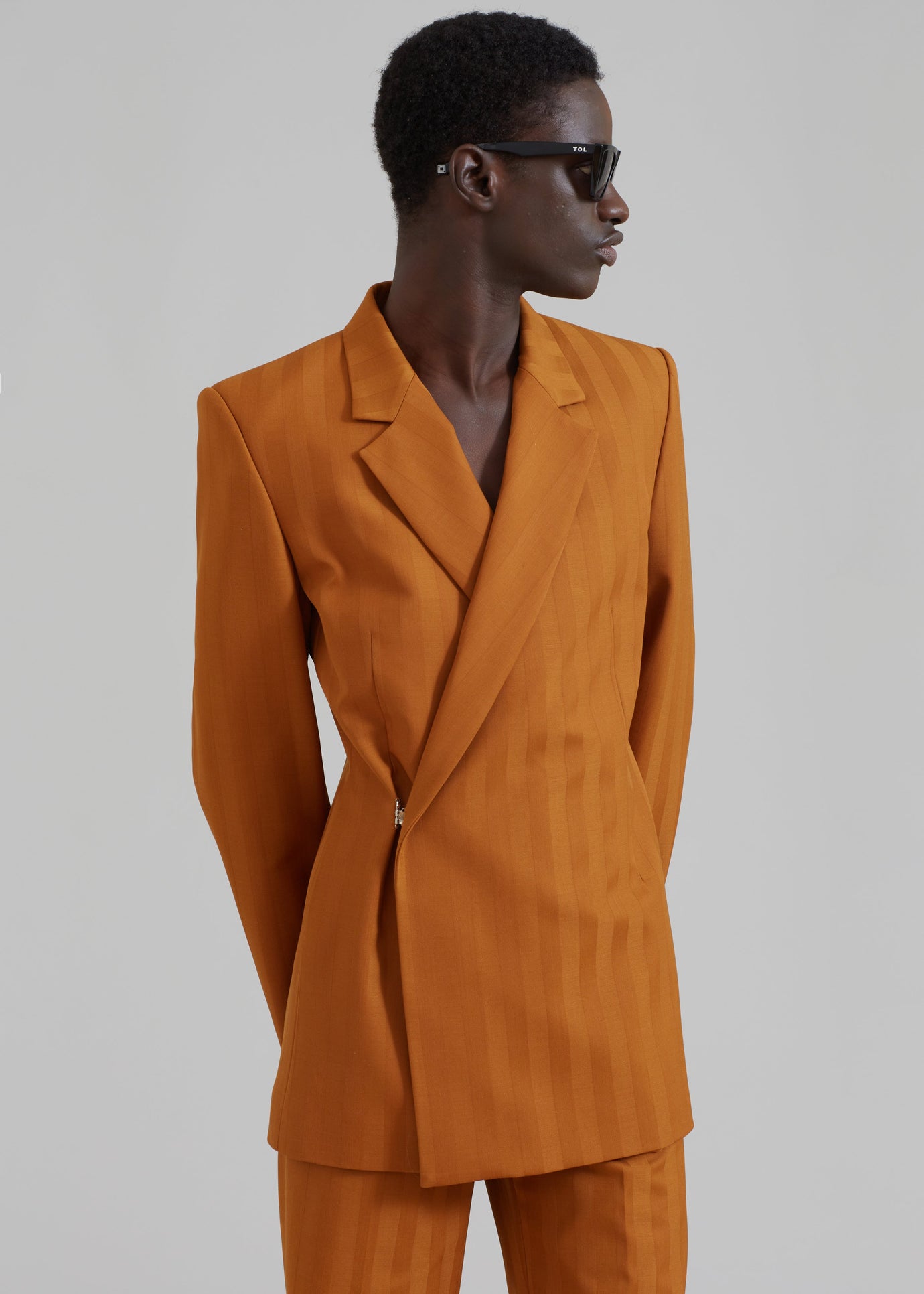 EGONLab Egonic Doubled Breasted Jacket - Orange Stripes Wool
