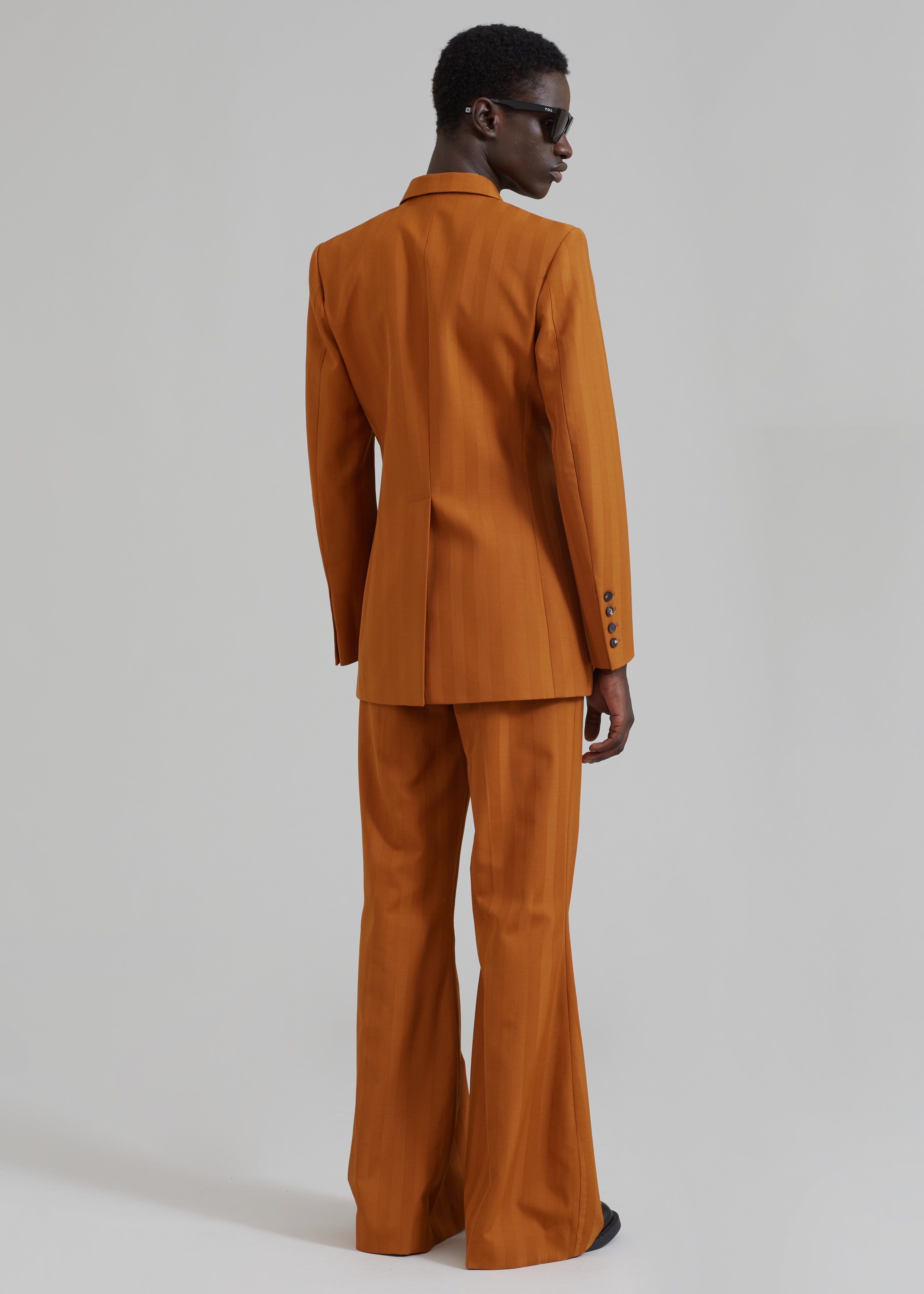 EGONLab Mega Flared Pants - Orange Stripes Wool - 8