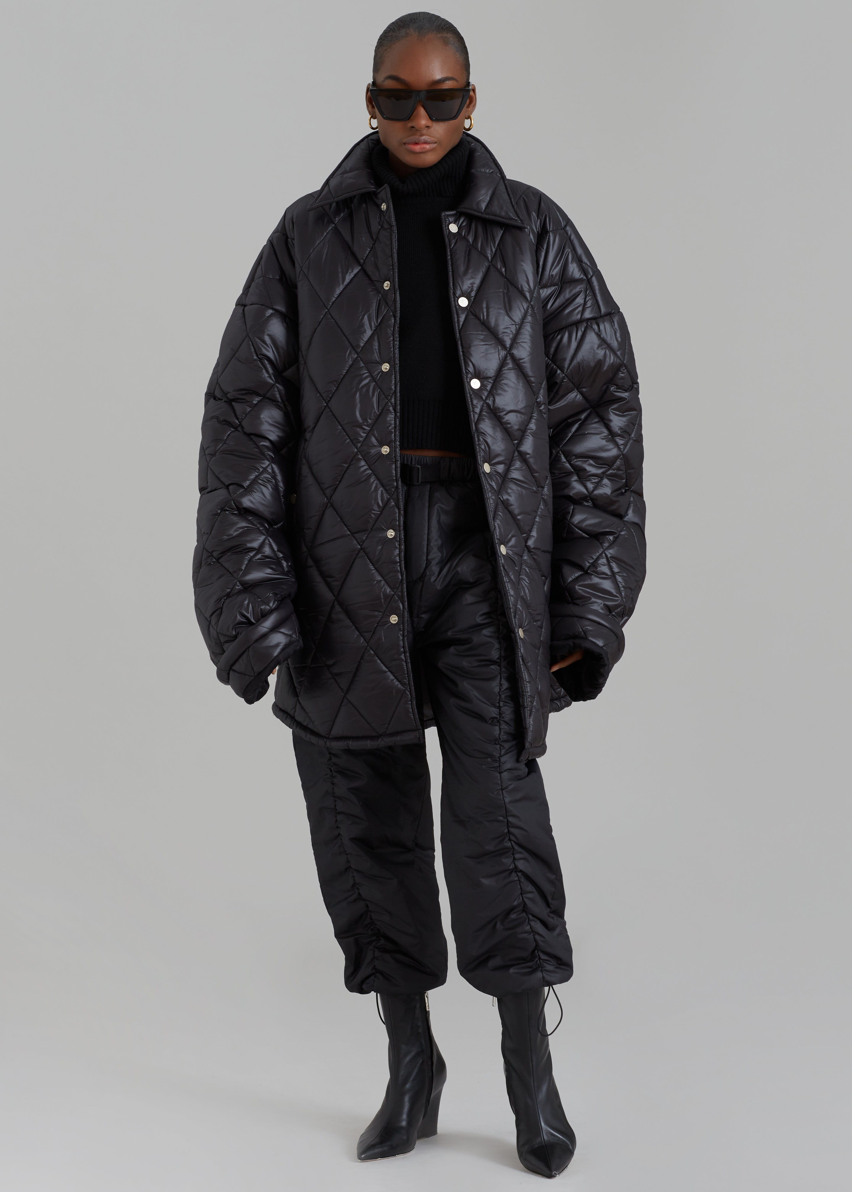 EGONLab Snow Quilted Puffer Jacket - Shiny Black Pl - 1