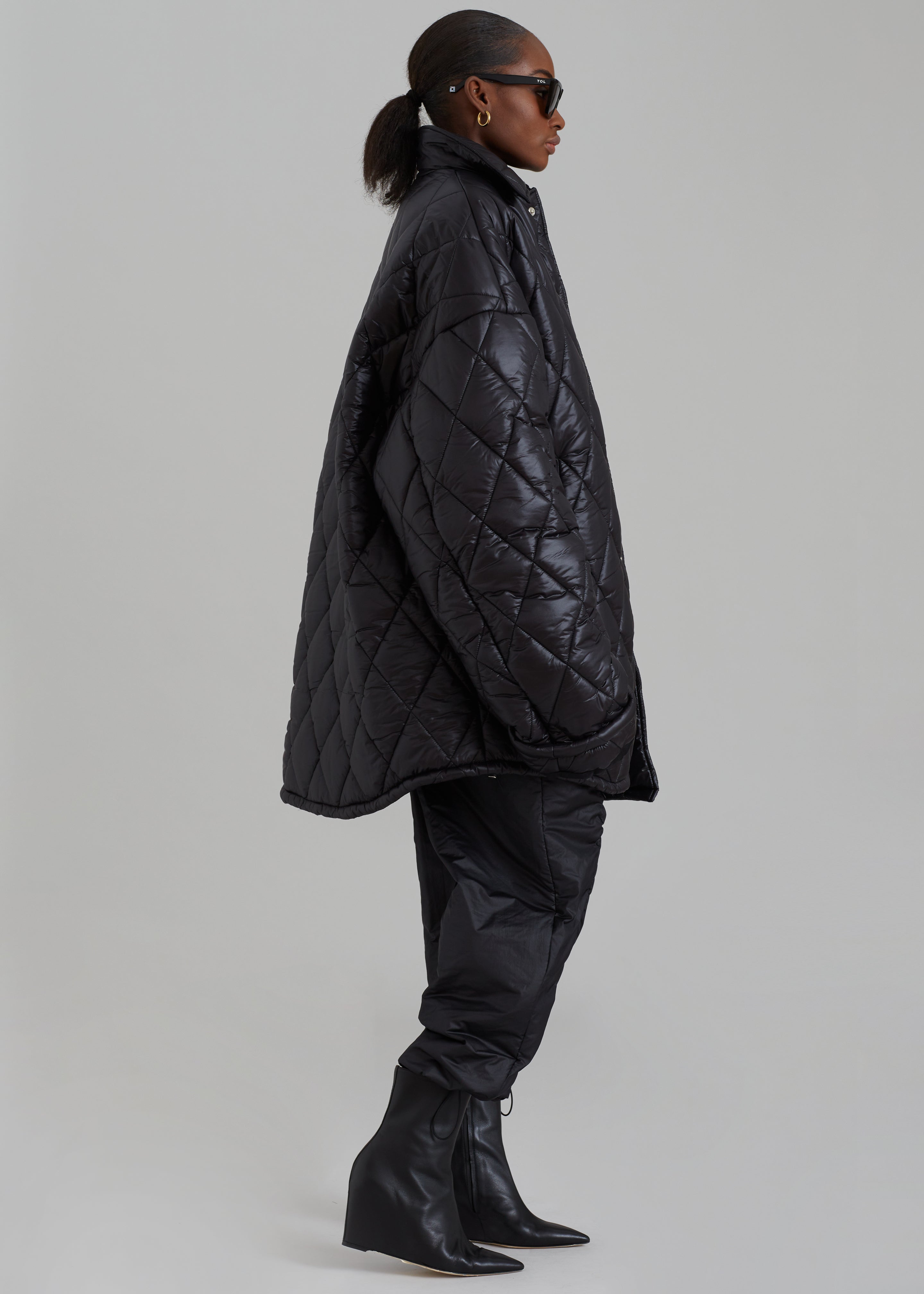 EGONLab Snow Quilted Puffer Jacket - Shiny Black Pl - 8
