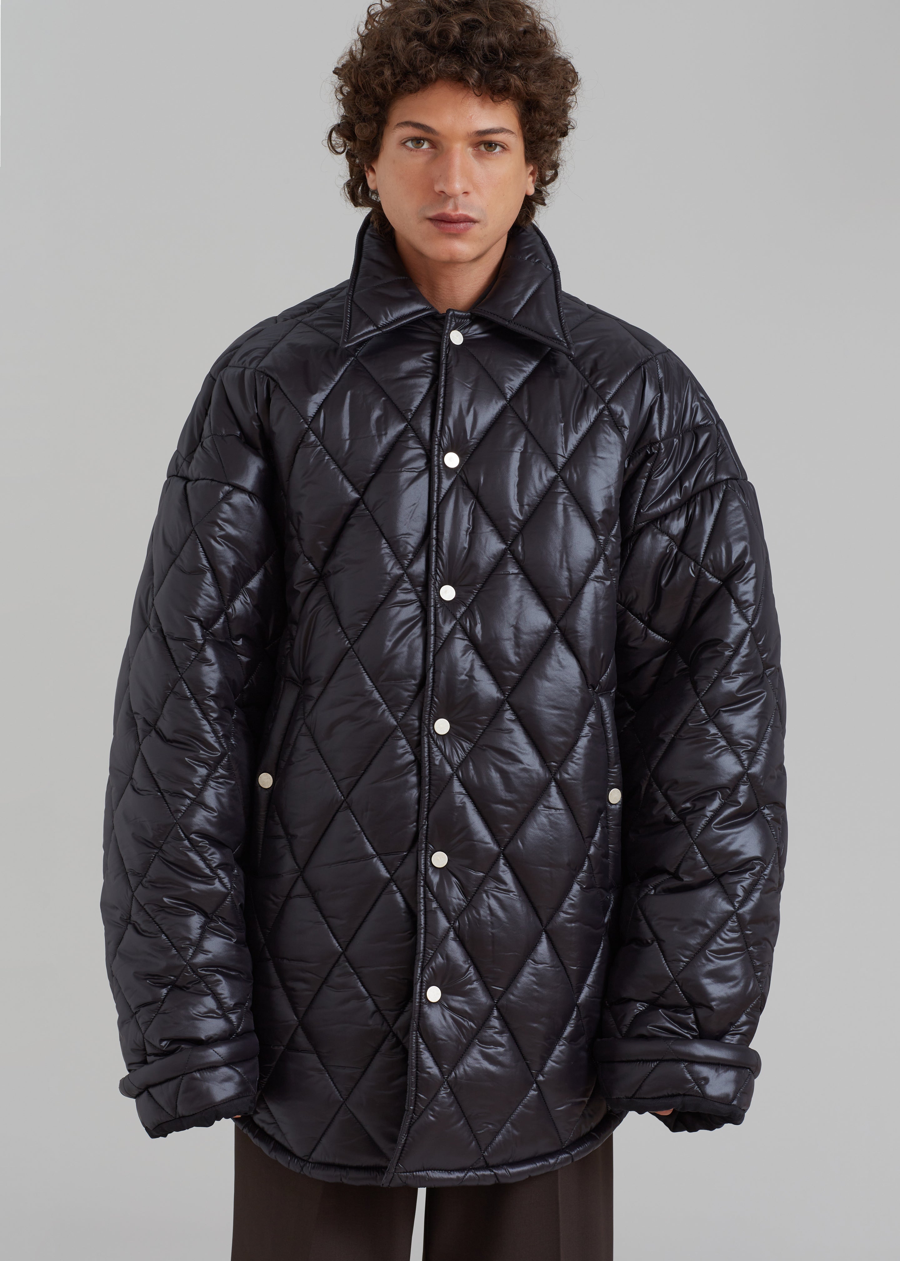 EGONLab Snow Quilted Puffer Jacket - Shiny Black Pl - 7