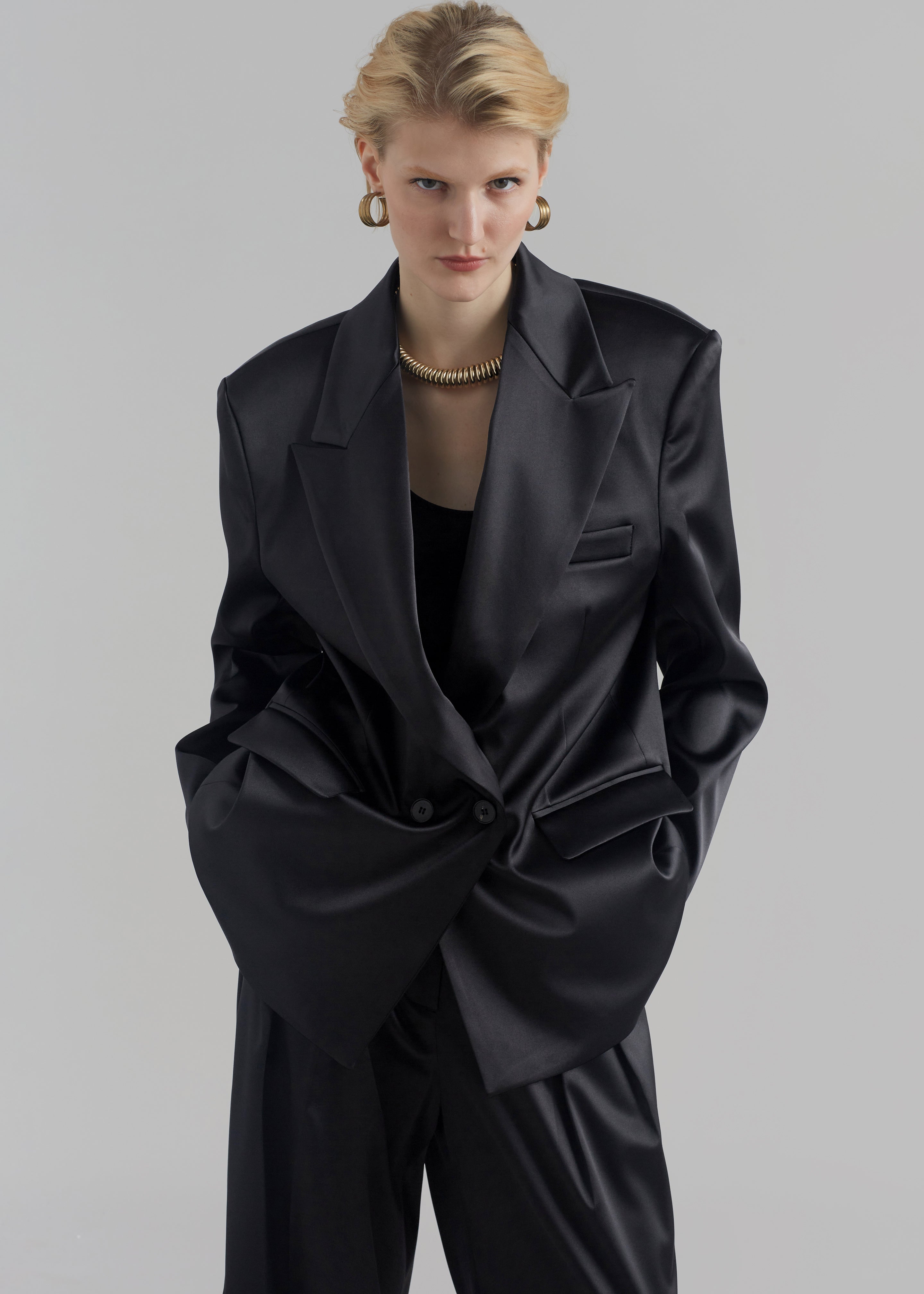 Eliane Satin Blazer - Black – Frankie Shop Europe