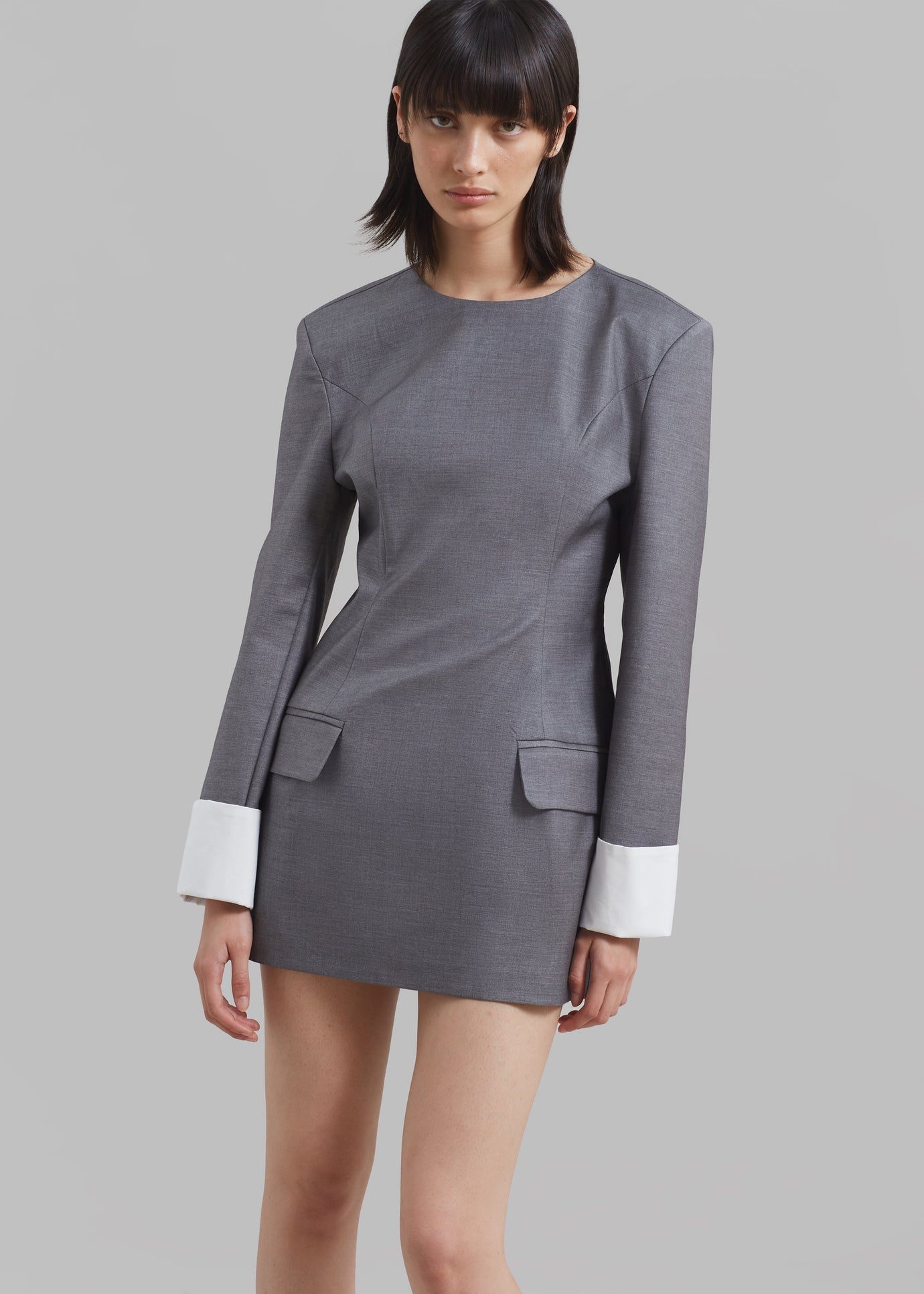 Eliza Padded Suit Dress - Grey