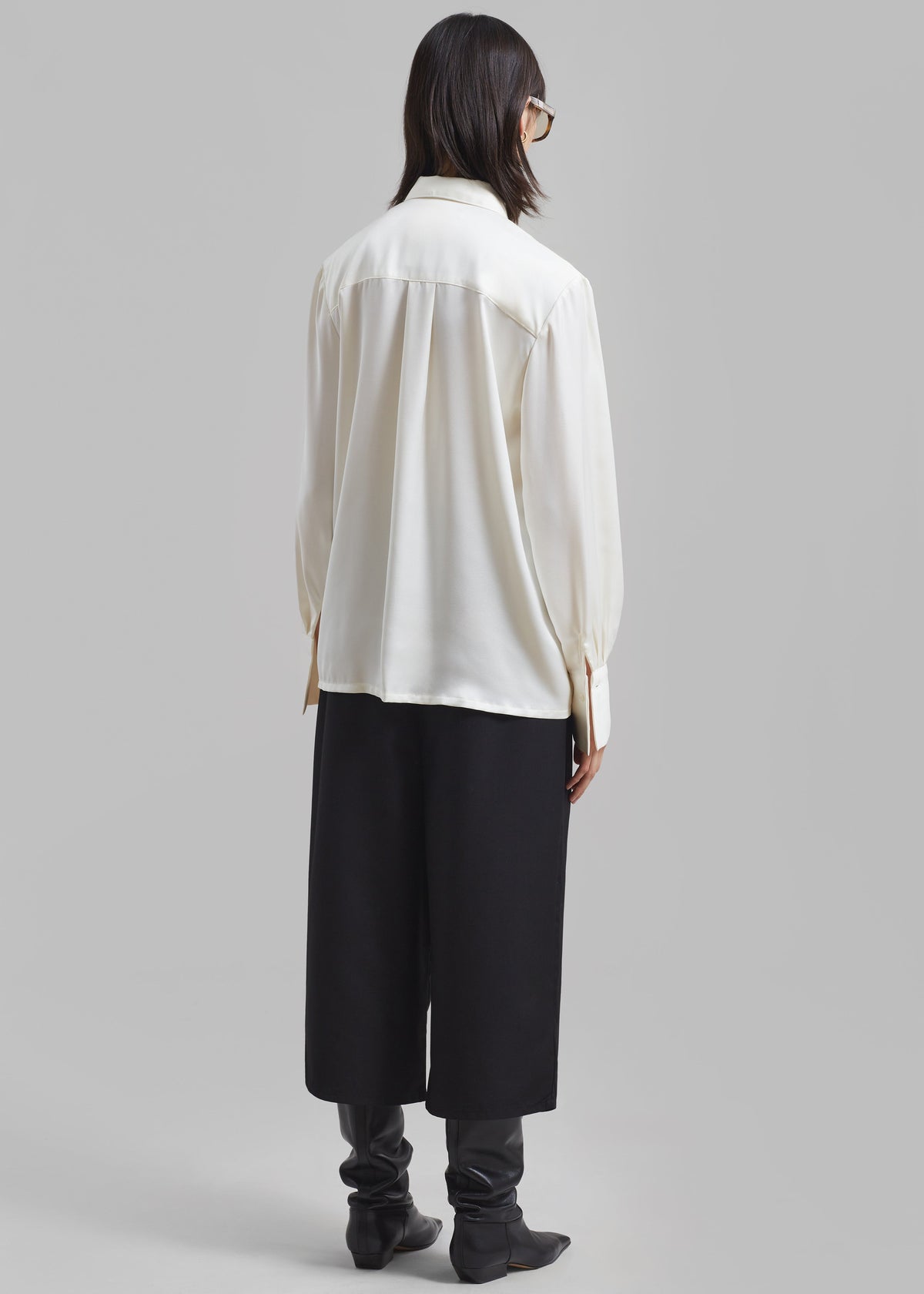 Elliana Front Pleated Blouse - Cream - 8