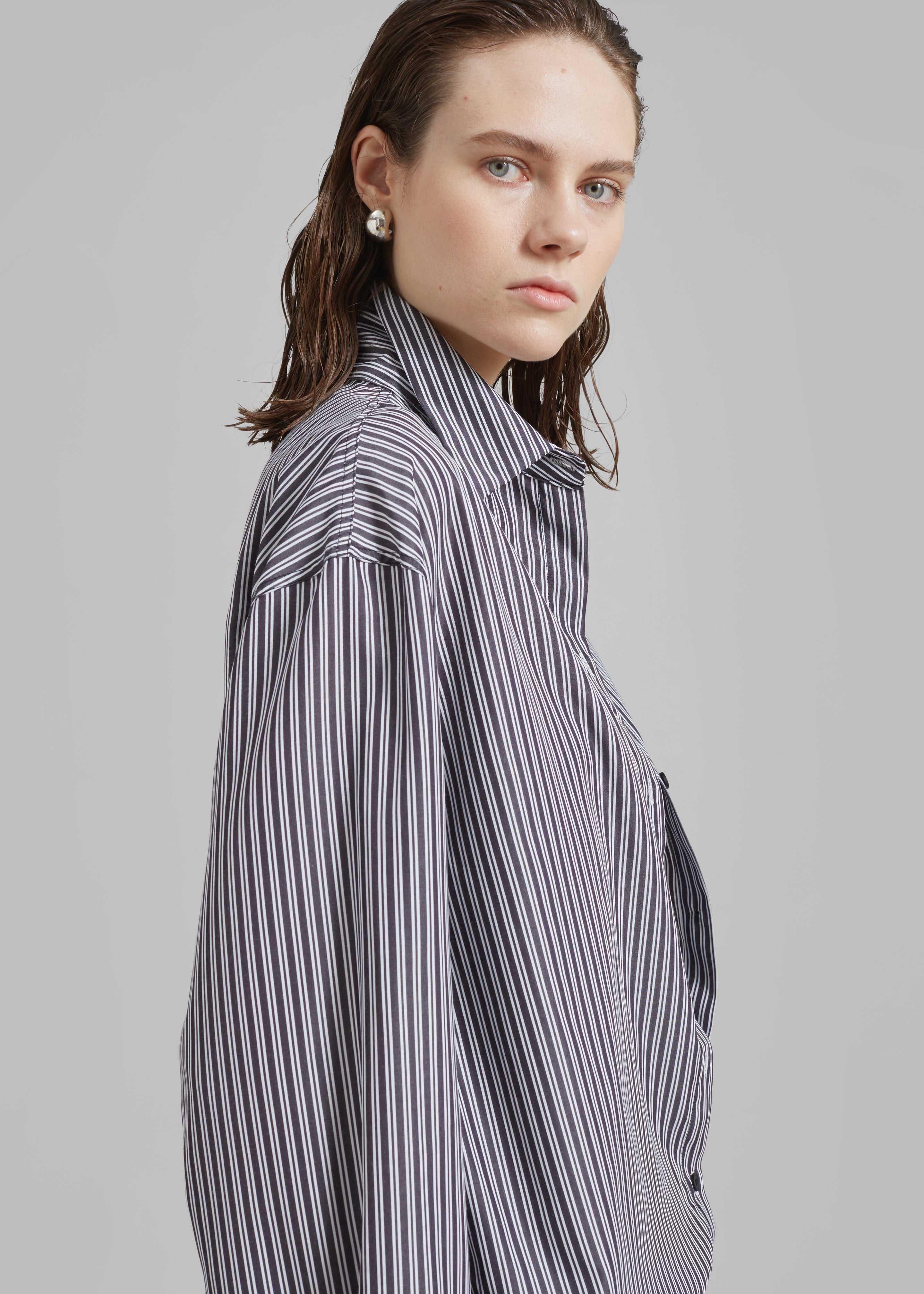 Ember Shirt Dress - White Stripe - 8