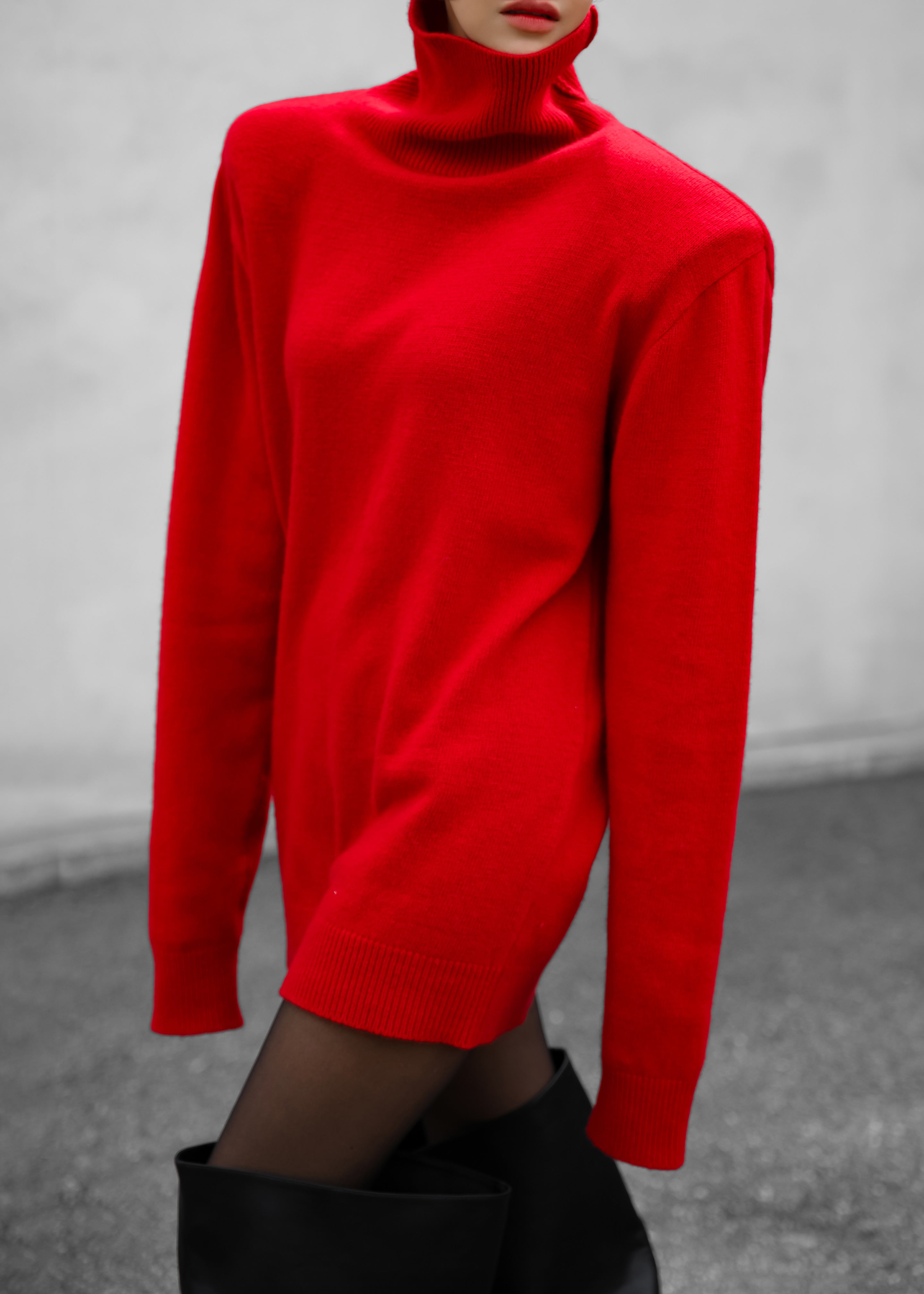 Emilia Mini Padded Sweater Dress - Red - 4