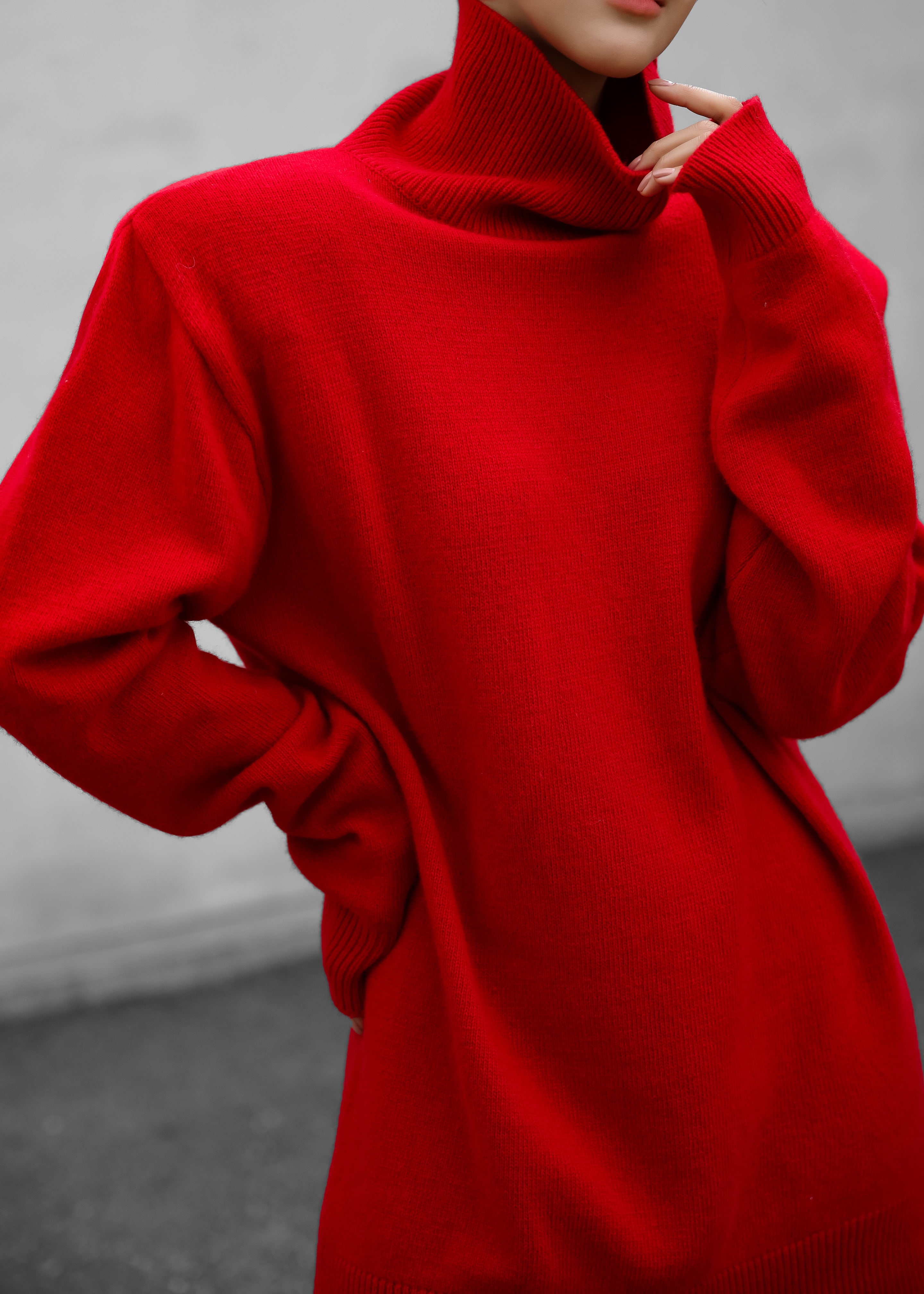 Emilia Mini Padded Sweater Dress - Red - 2