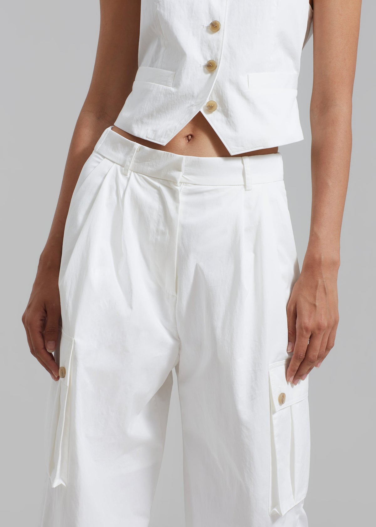 Emily Cargo Pants - White - 8