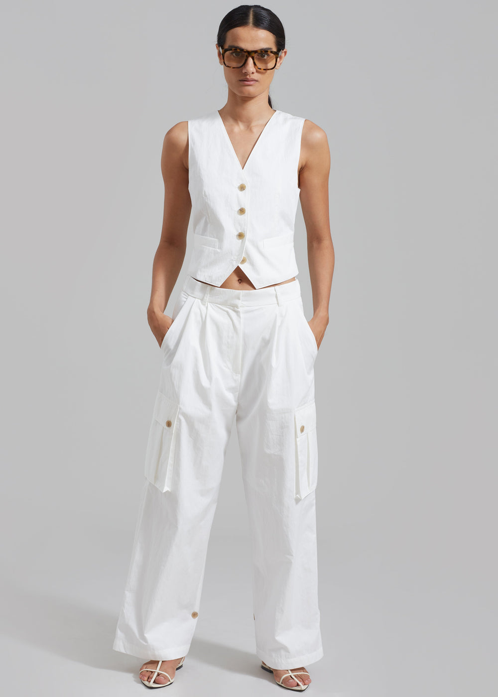 Emily Cargo Pants - White