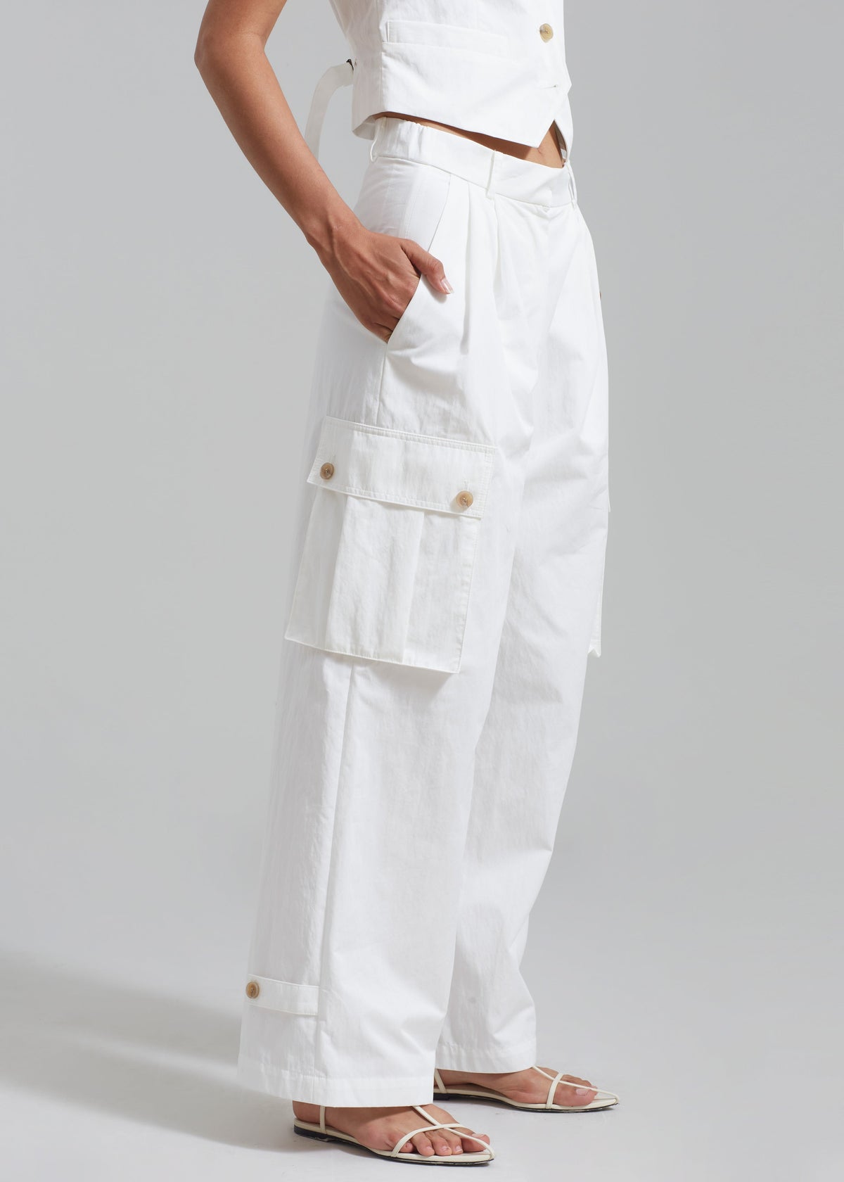 Emily Cargo Pants - White - 4