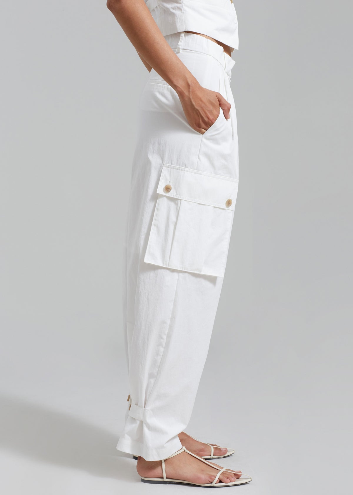 Emily Cargo Pants - White - 5