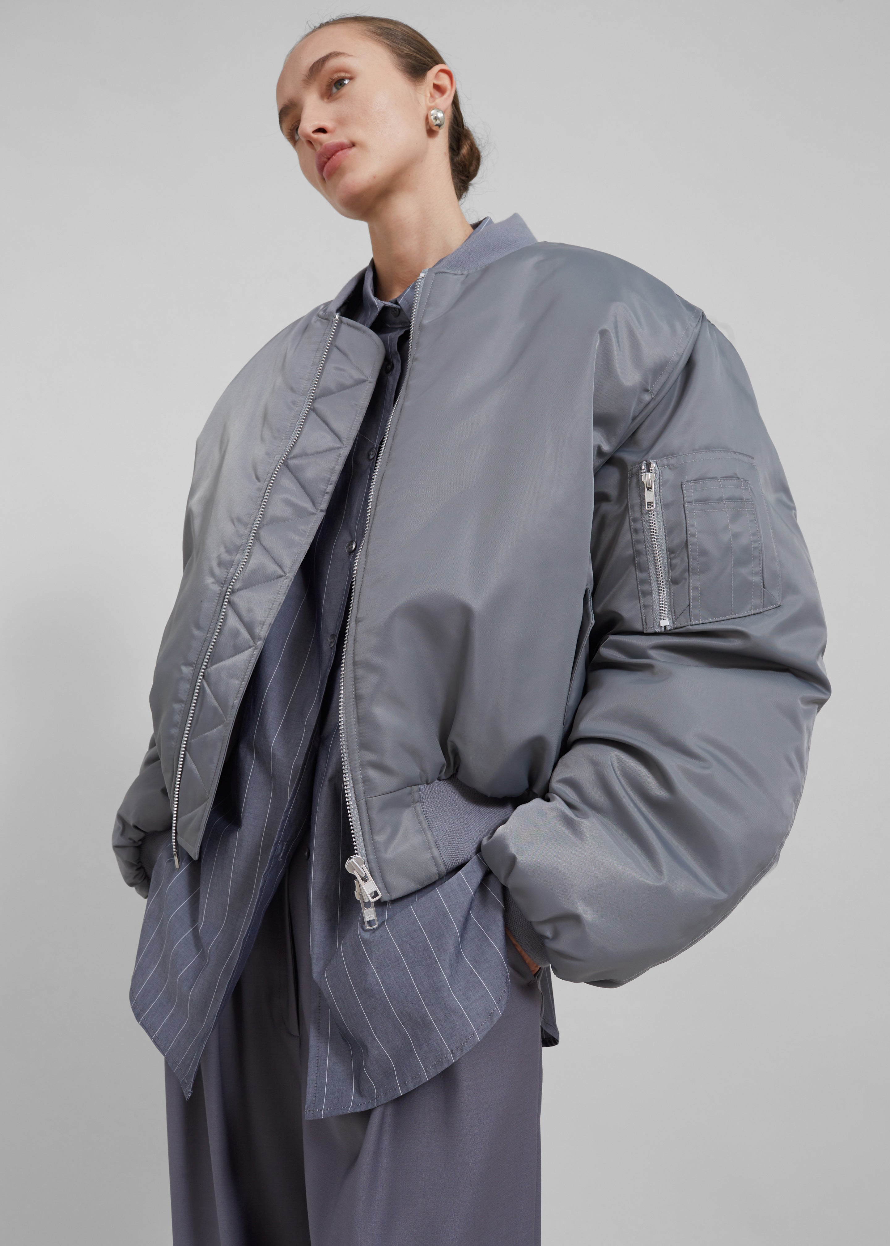 Erina Padded Bomber - Grey - 2