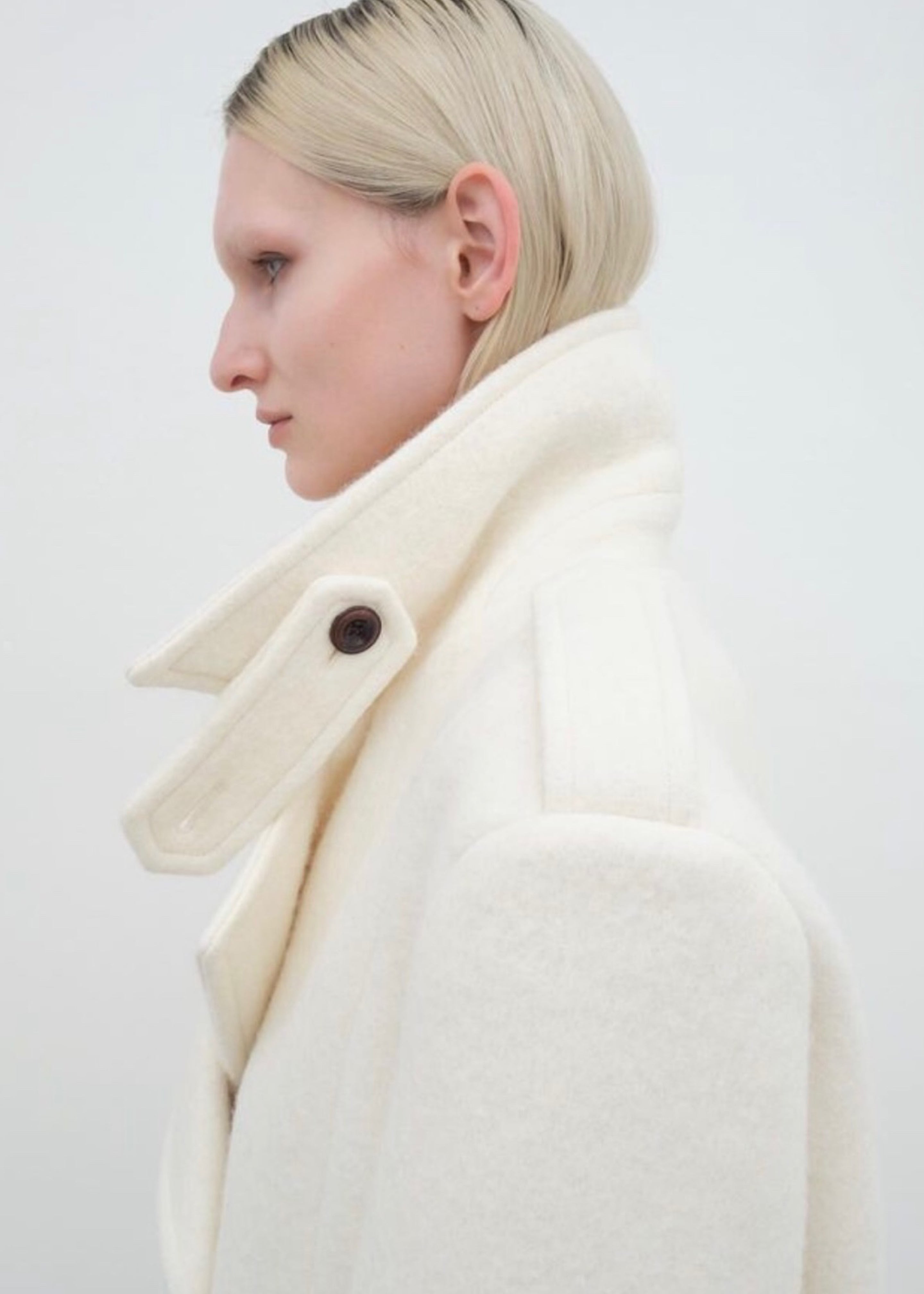 Esmae Wool Coat - White - 3