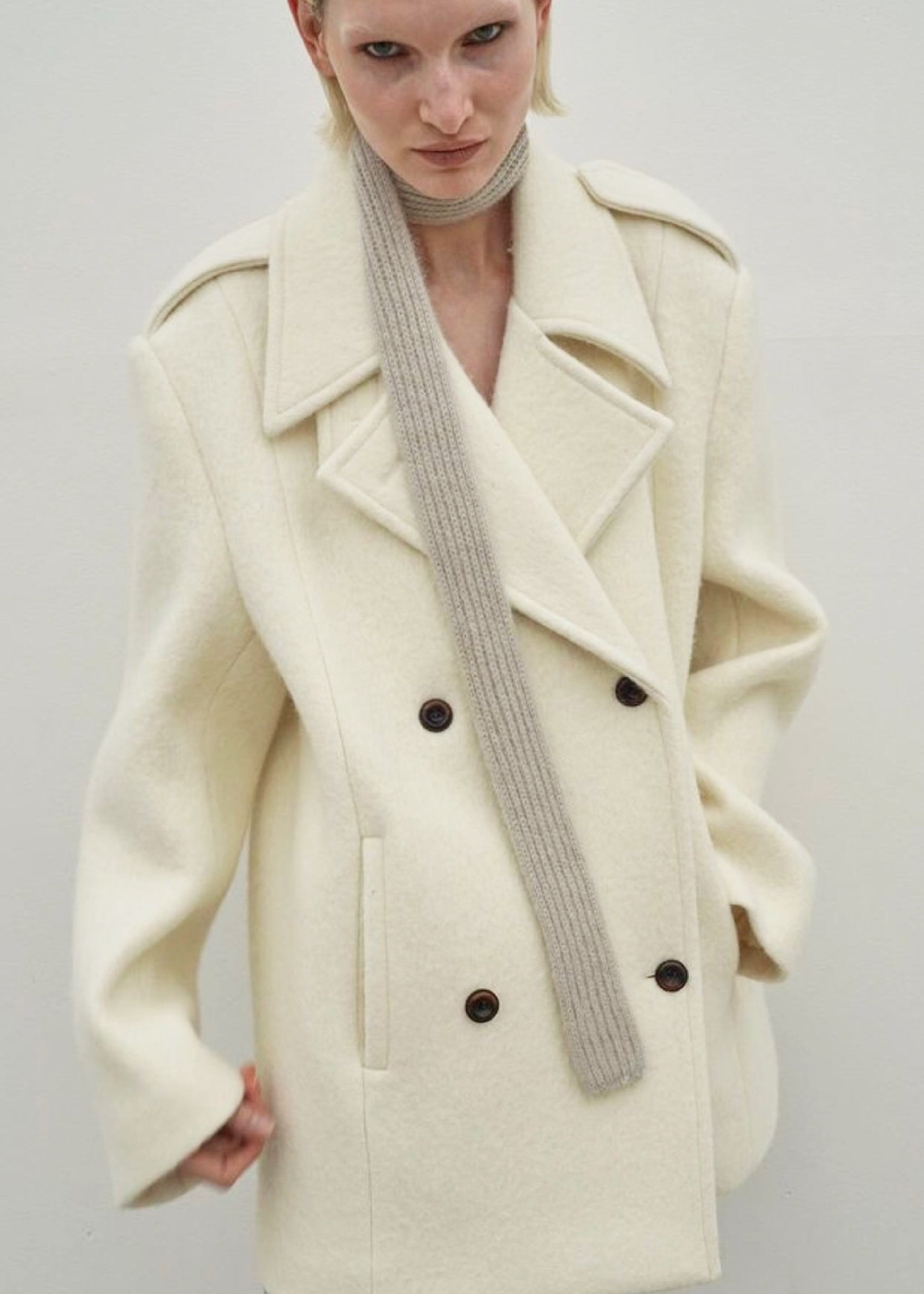 Esmae Wool Coat - White - 5