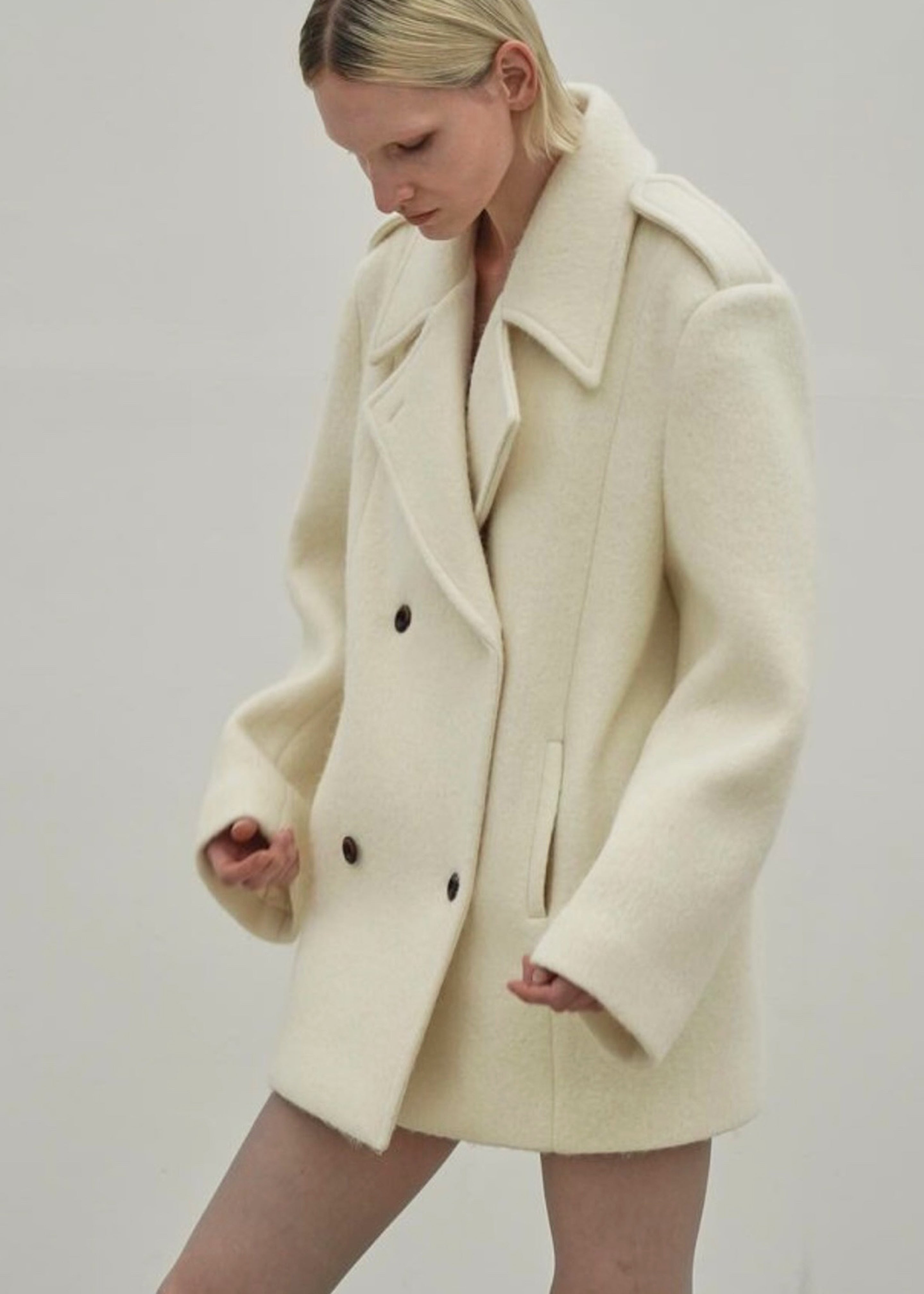 Esmae Wool Coat - White - 2