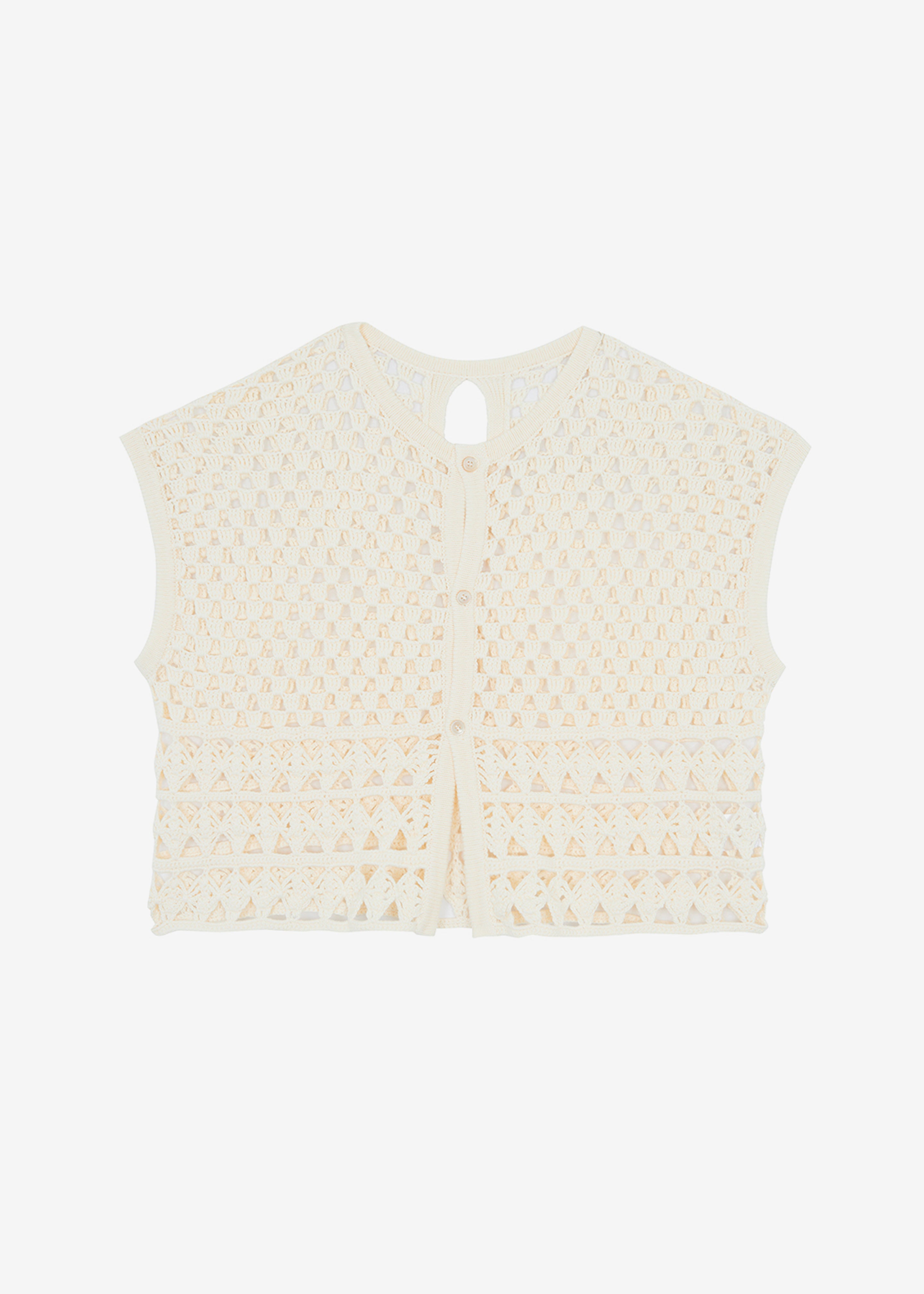 Esme Crochet Vest - Cream - 9