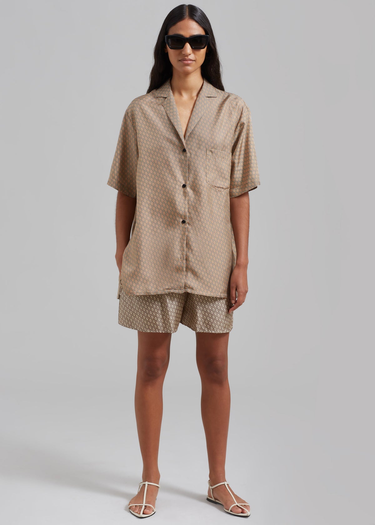 Esse Studios Linka Short Sleeve Silk Shirt - Golden Linka Print - 4