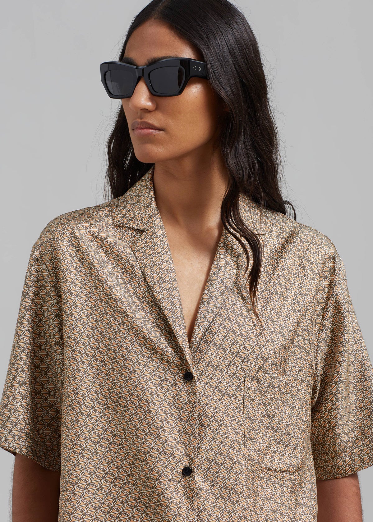 Esse Studios Linka Short Sleeve Silk Shirt - Golden Linka Print - 2