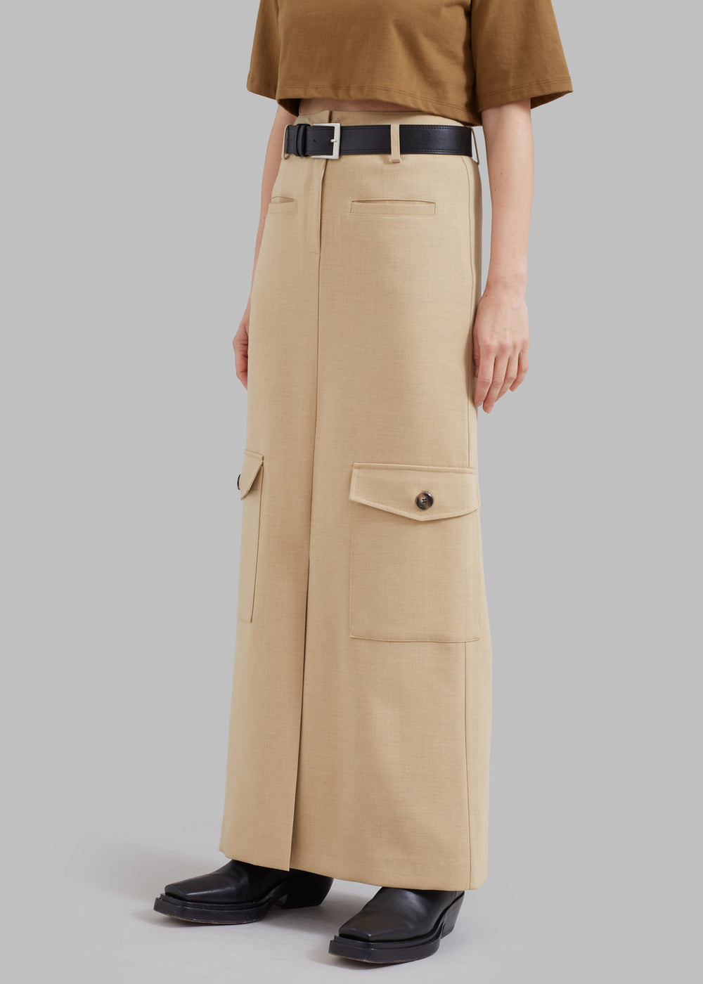 Eden Long Cargo Skirt - Beige - 1