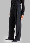 Eleanor Wool Pintuck Pants - Black