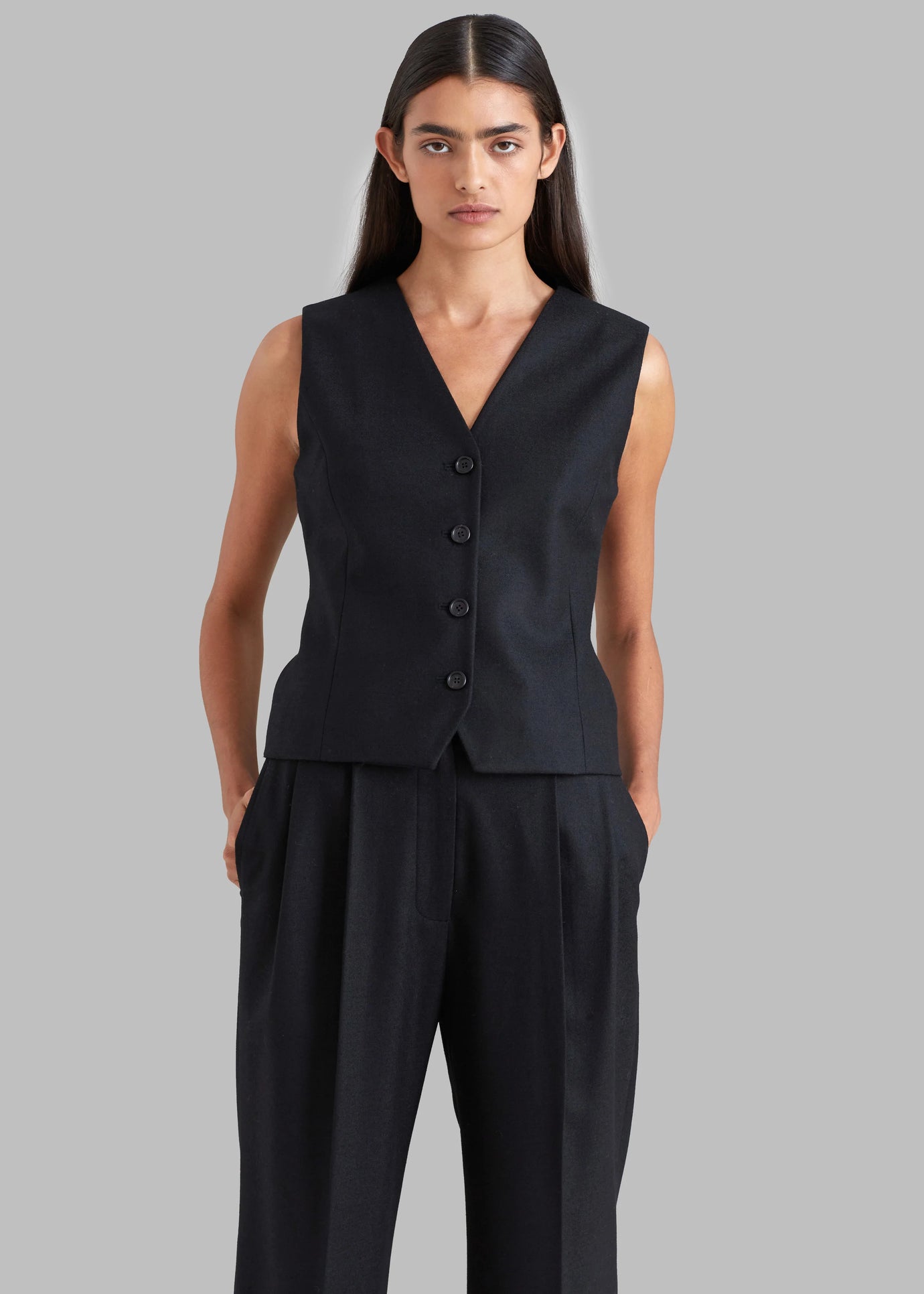 Eleanor Wool Vest - Black - 1