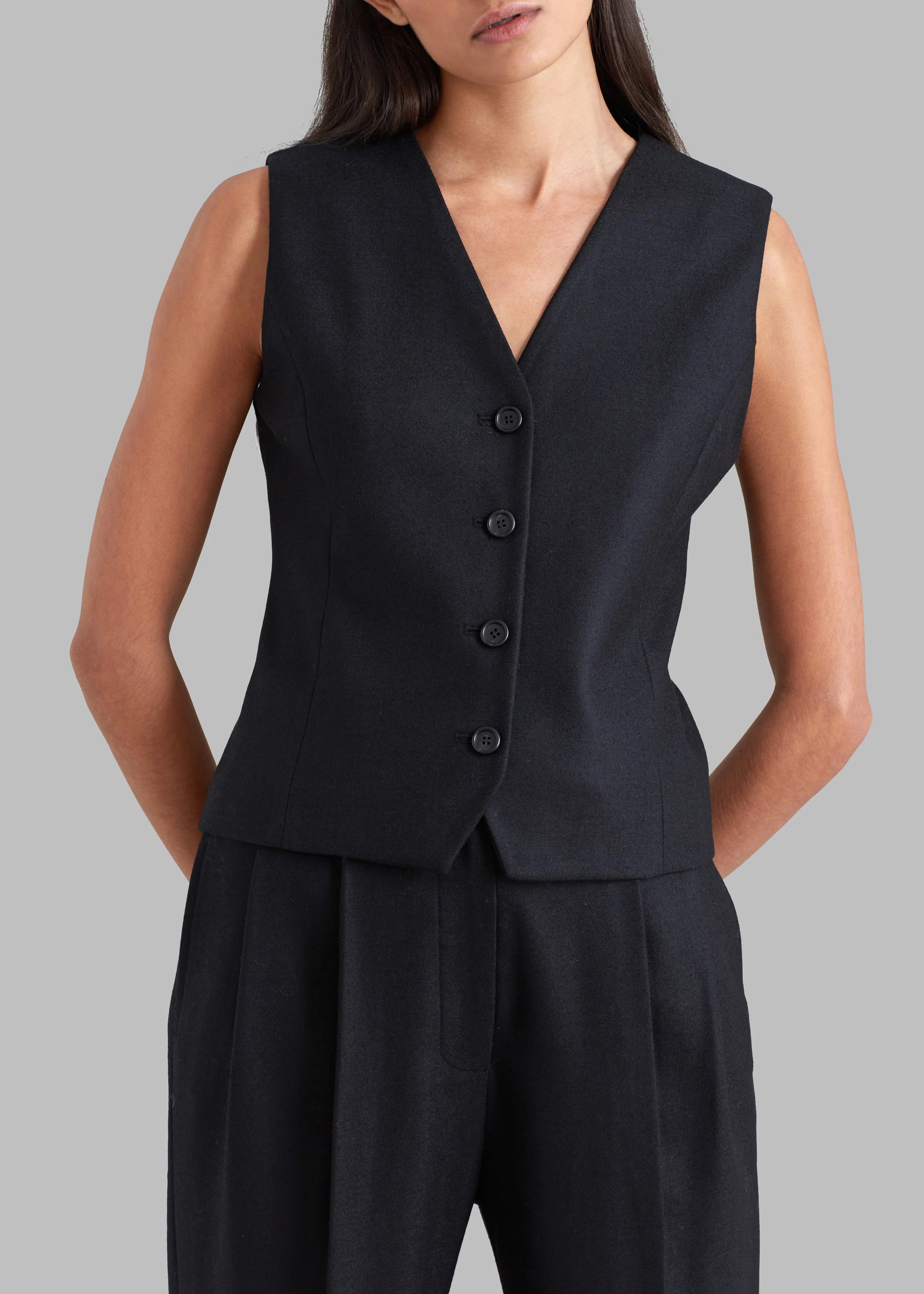 Eleanor Wool Vest - Black - 4