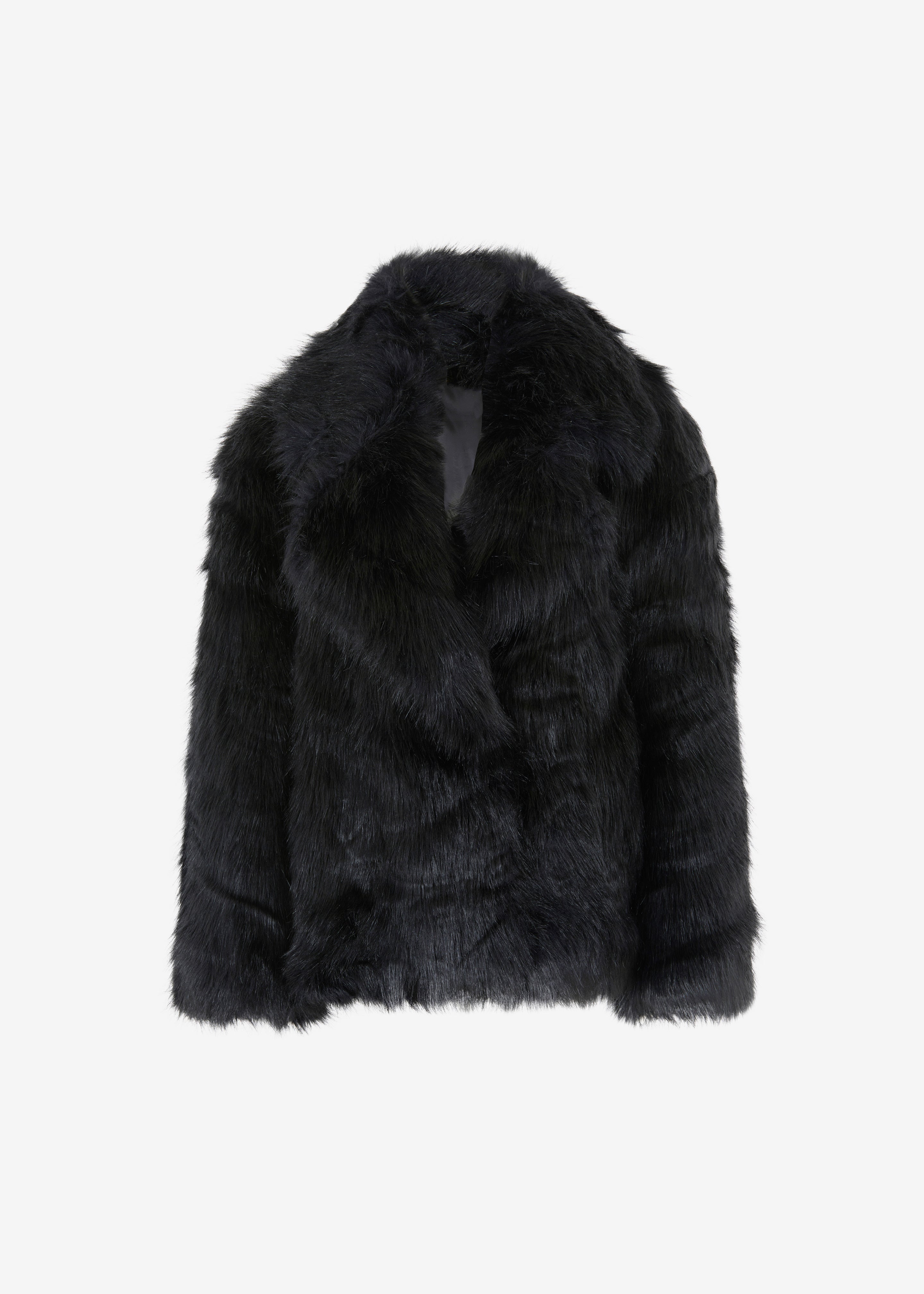 Fallon Short Faux Fur Coat - Black
