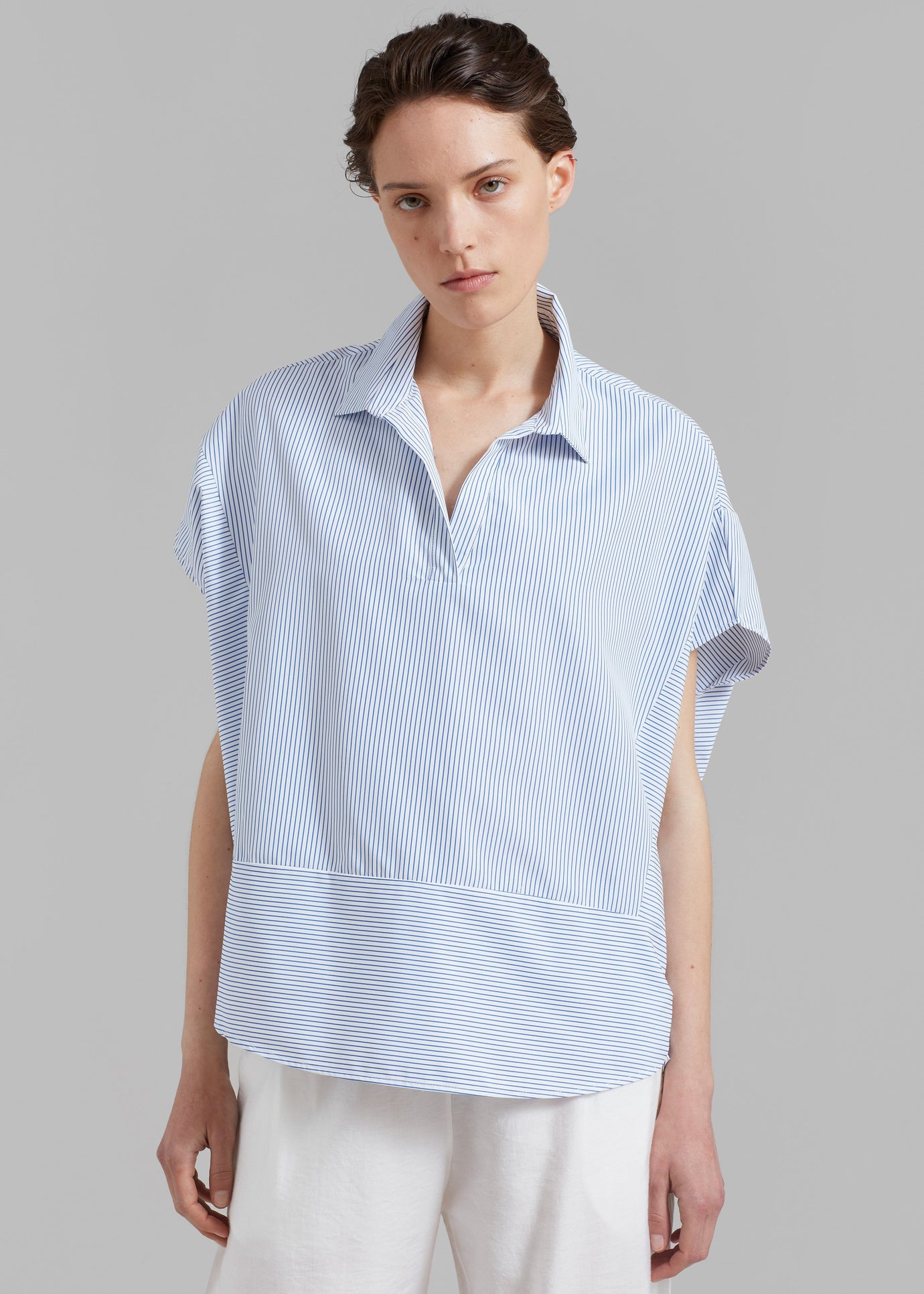 Flora Dolman Shirt - Blue Stripe