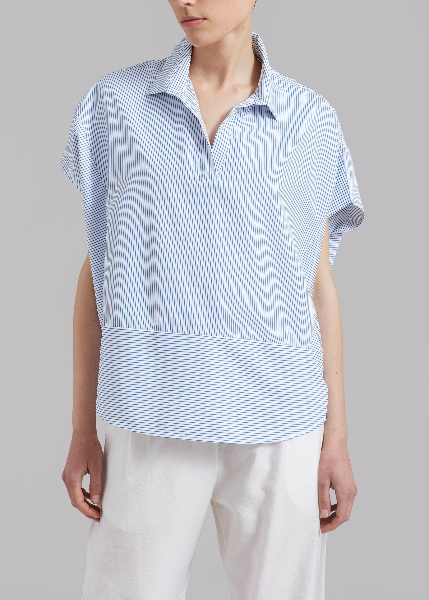 Flora Dolman Shirt - Blue Stripe - 1