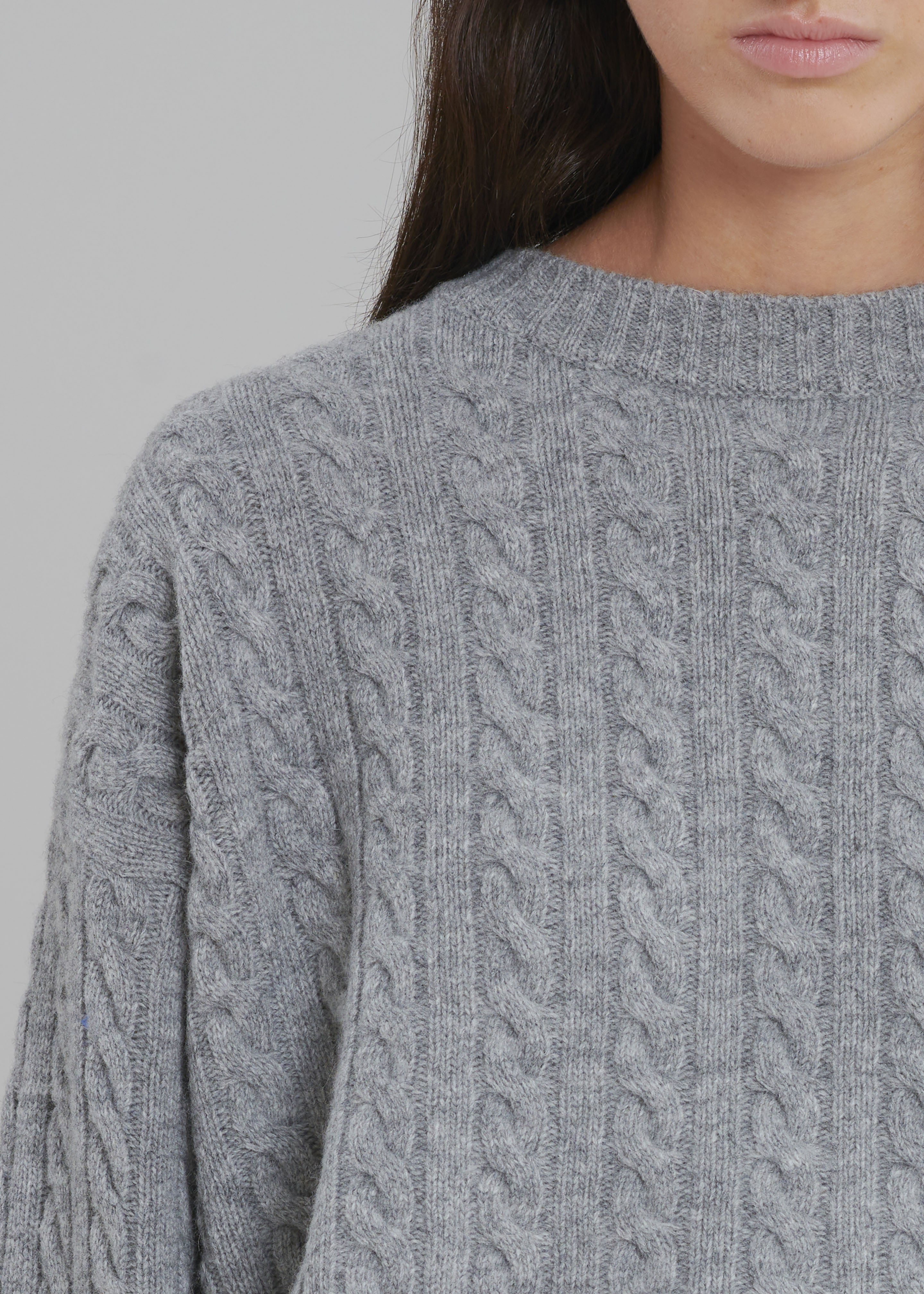 Farrah Braided Sweater - Grey Melange - 5