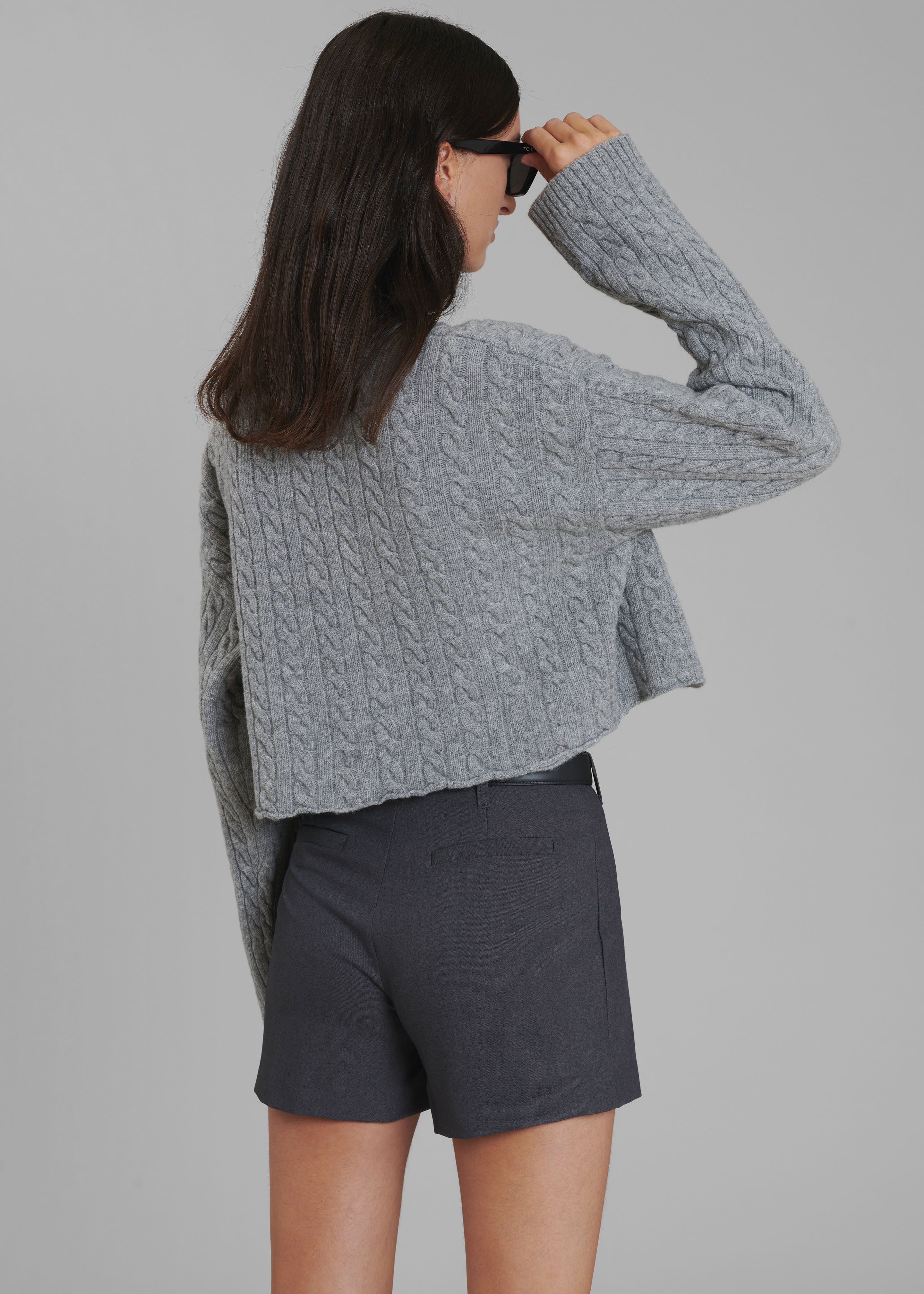 Farrah Braided Sweater - Grey Melange - 10