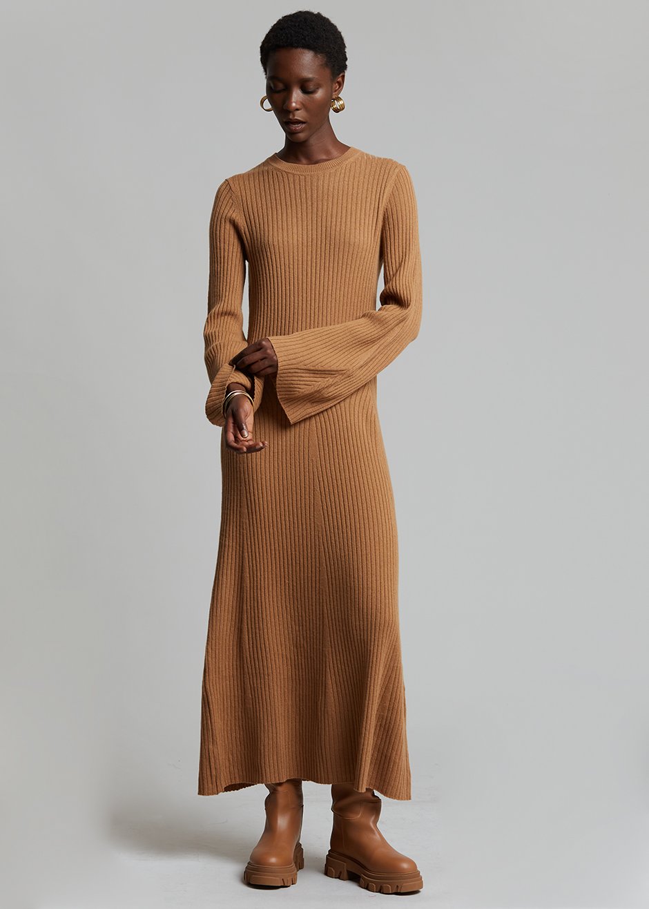 Loulou Studio Larga Knit Dress - Camel