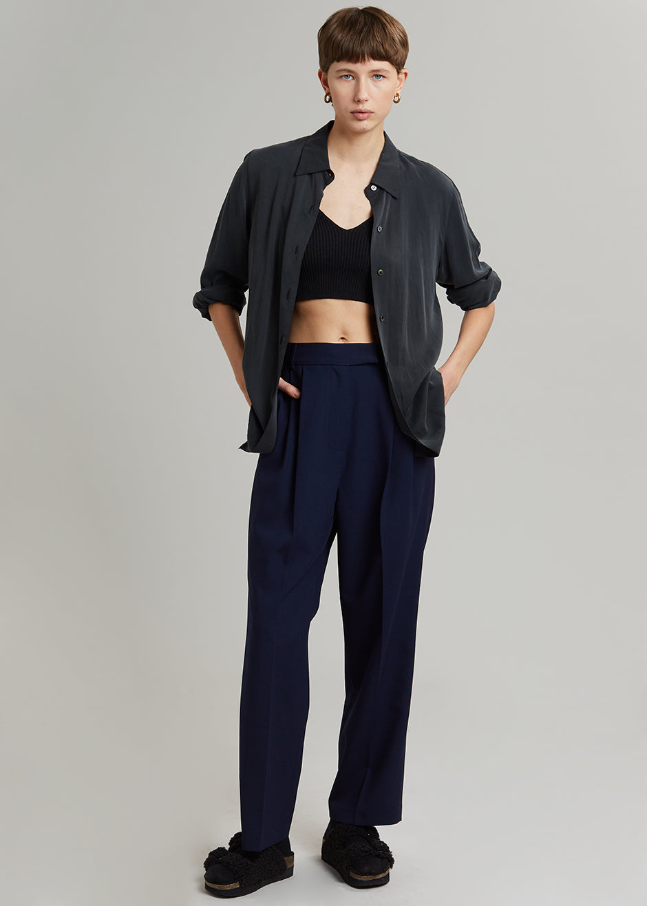 Bea Pleated Suit Pants - Midnight Blue - 4